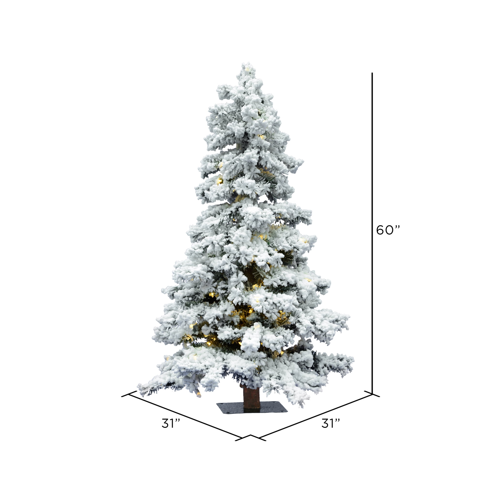 Vickerman 5' Flocked Spruce Artificial Christmas Tree, Warm White Single Mold LED Lights - Image 5