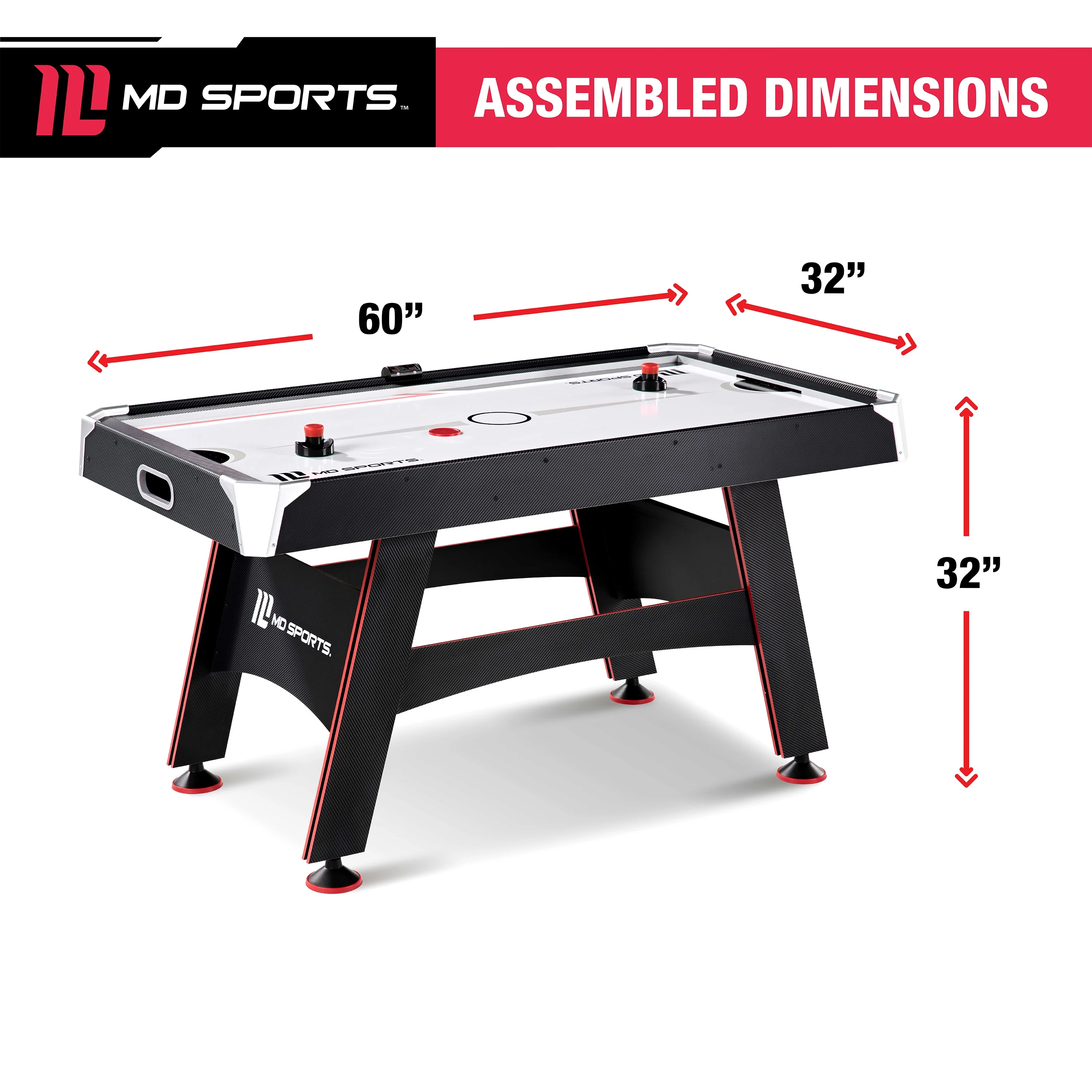 5 ft. Air Hockey Table with Electronic Scorer And Pusher and Puck Set by MD Sports - Image 3