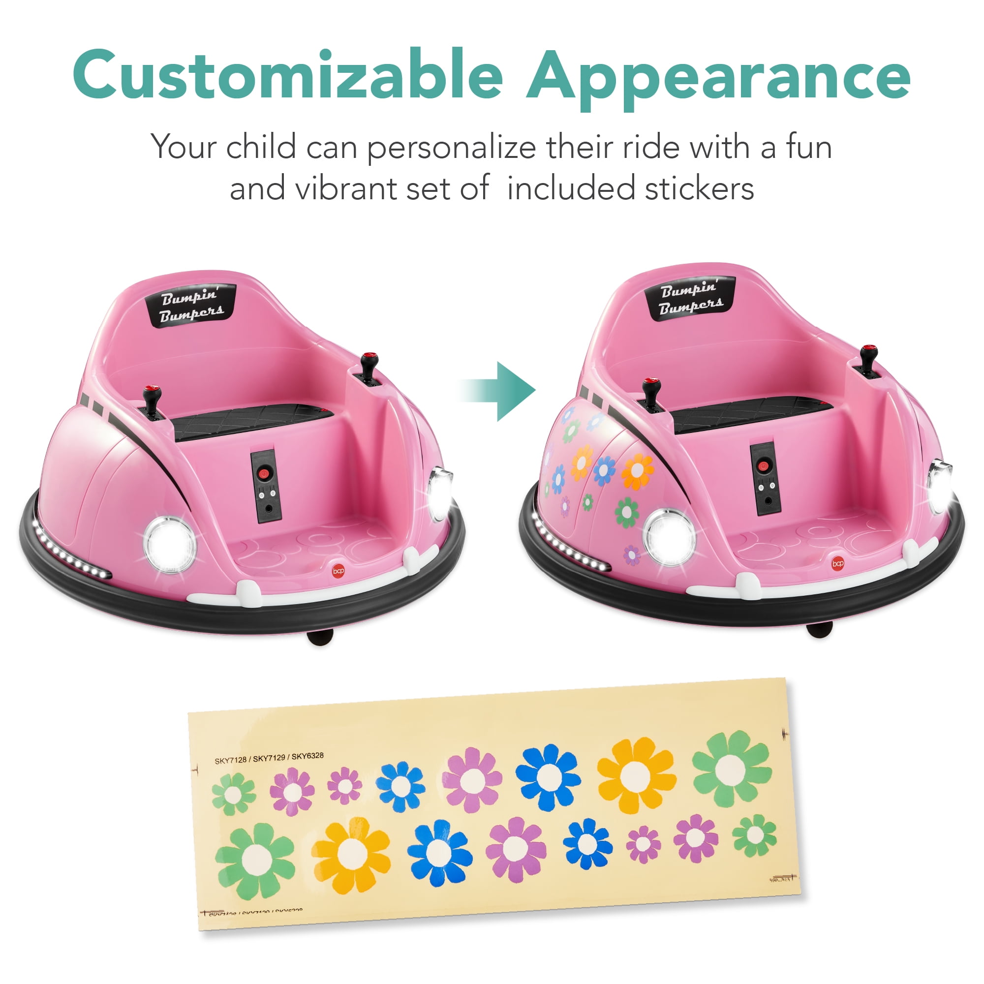 Best Choice Products 6V Kids Ride On Bumper Car Toy w/ Remote Control, Harness, Lights, 360 Degree Spin - Pink - Image 3