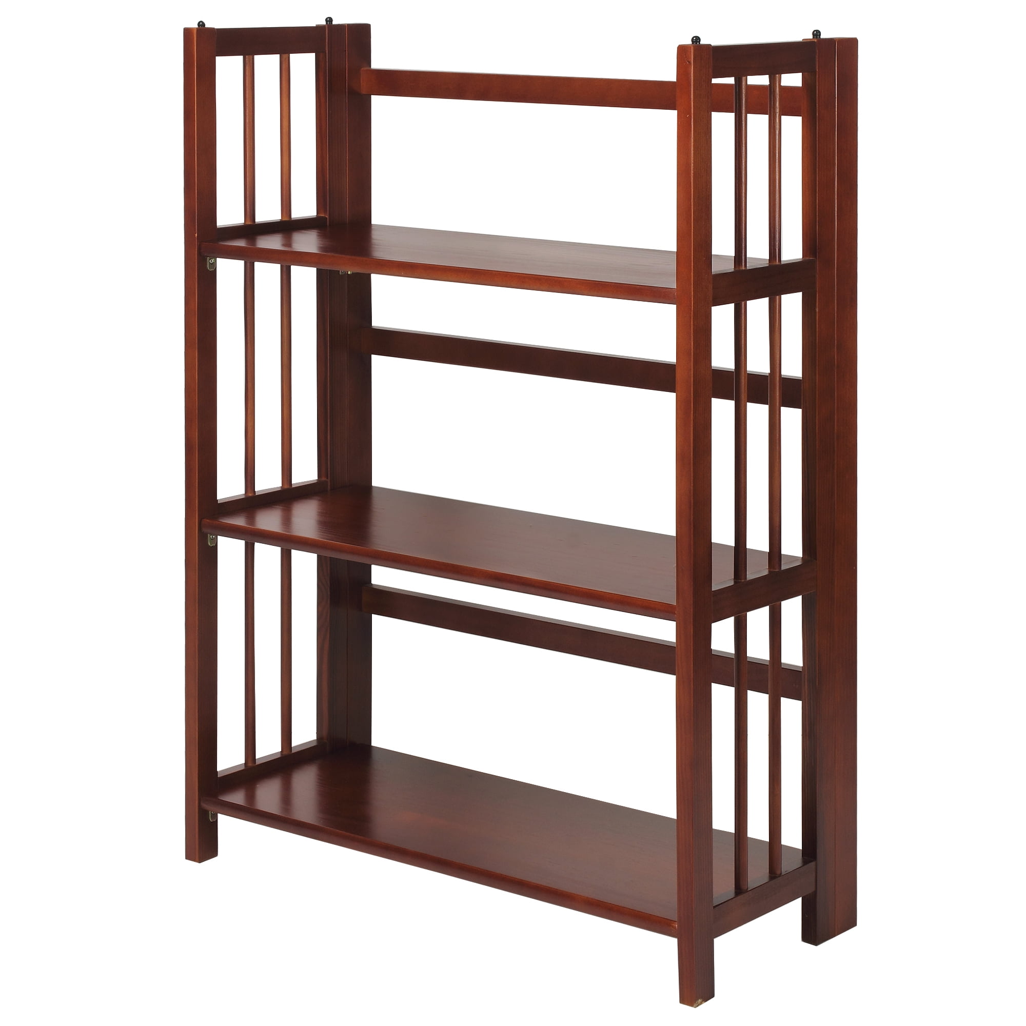 3-Shelf Folding Stackable Bookcase 27.5" Wide-Walnut - Image 22