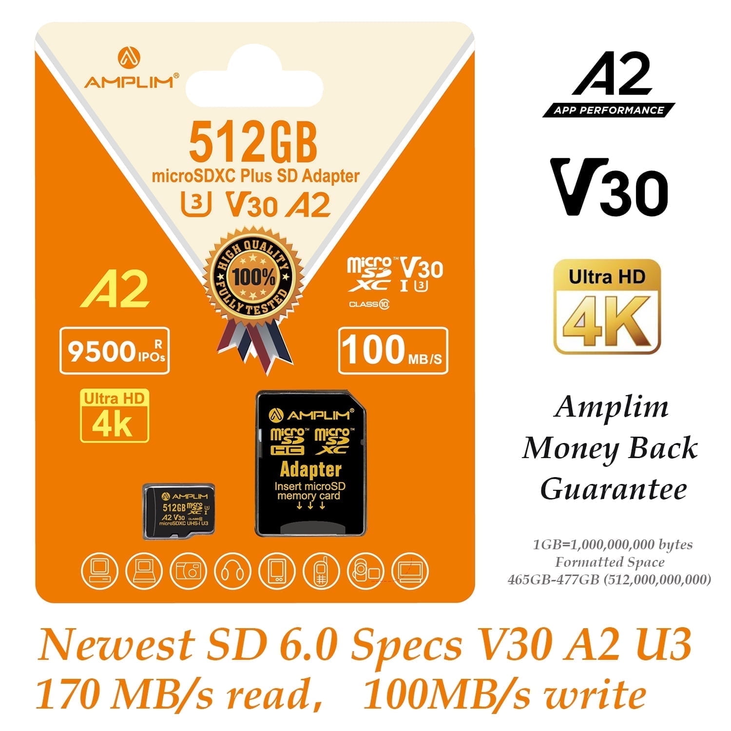Amplim 512GB Micro SD Card - High Speed MicroSD for Camera, MicroSDXC Memory Card for Switch, Mini SDXC with Adapter, A2 U3 Class 10 for GoPro, Phone, Tablet Video - Image 8