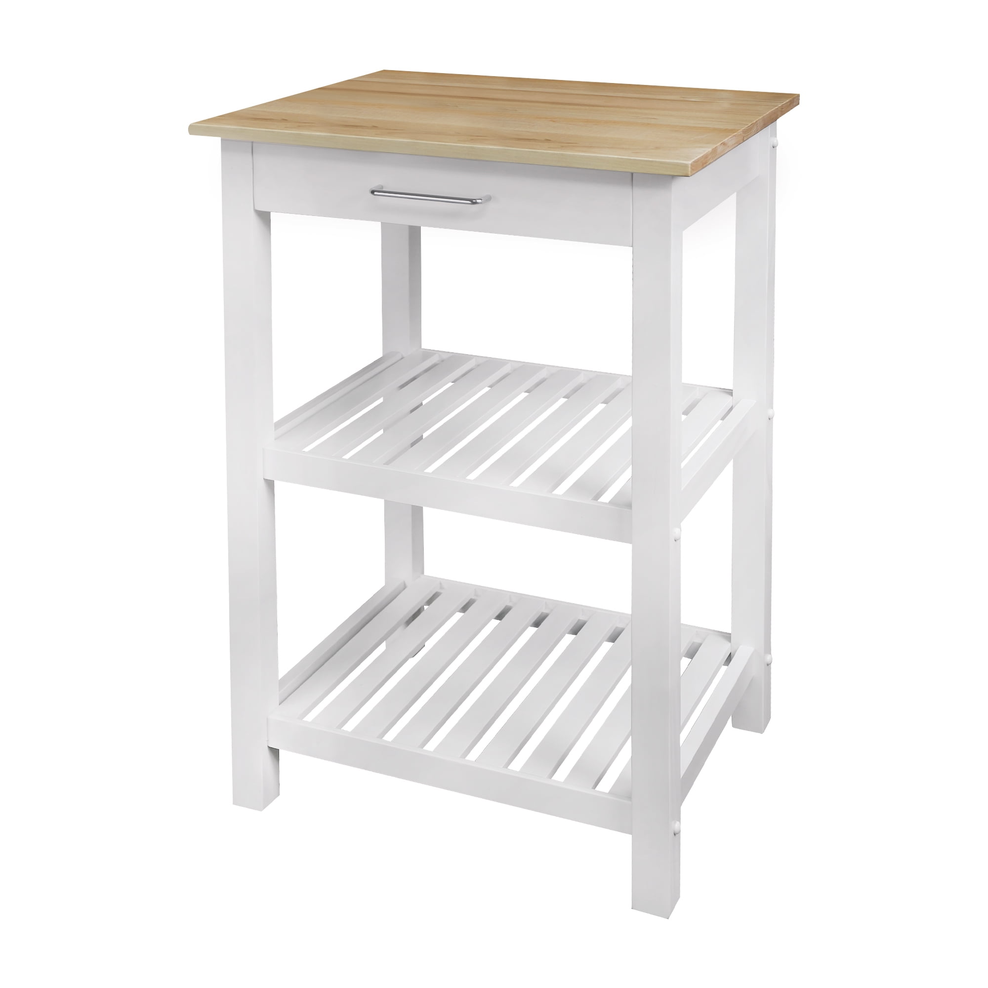 Casual Home Solid Wood 22.75"W Kitchen Island with Drawer, Two Shelves, and Towel Racks, American Maple Top, Two-Tone Finish (Natural White) - Image 4