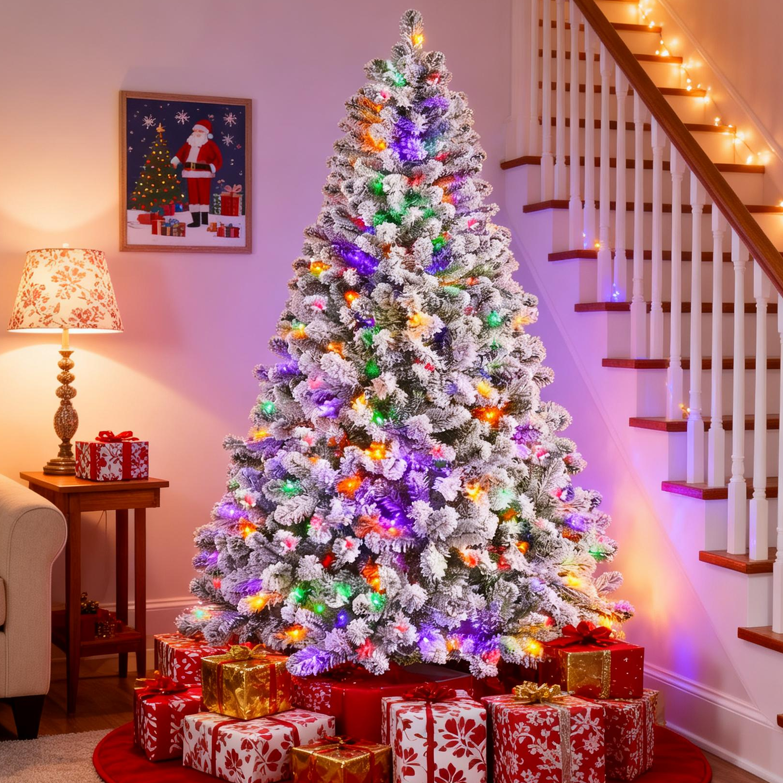 Fenbeli 6ft Pre-Lit Artificial Christmas Tree with 250 Multicolored LED Lights - Image 7