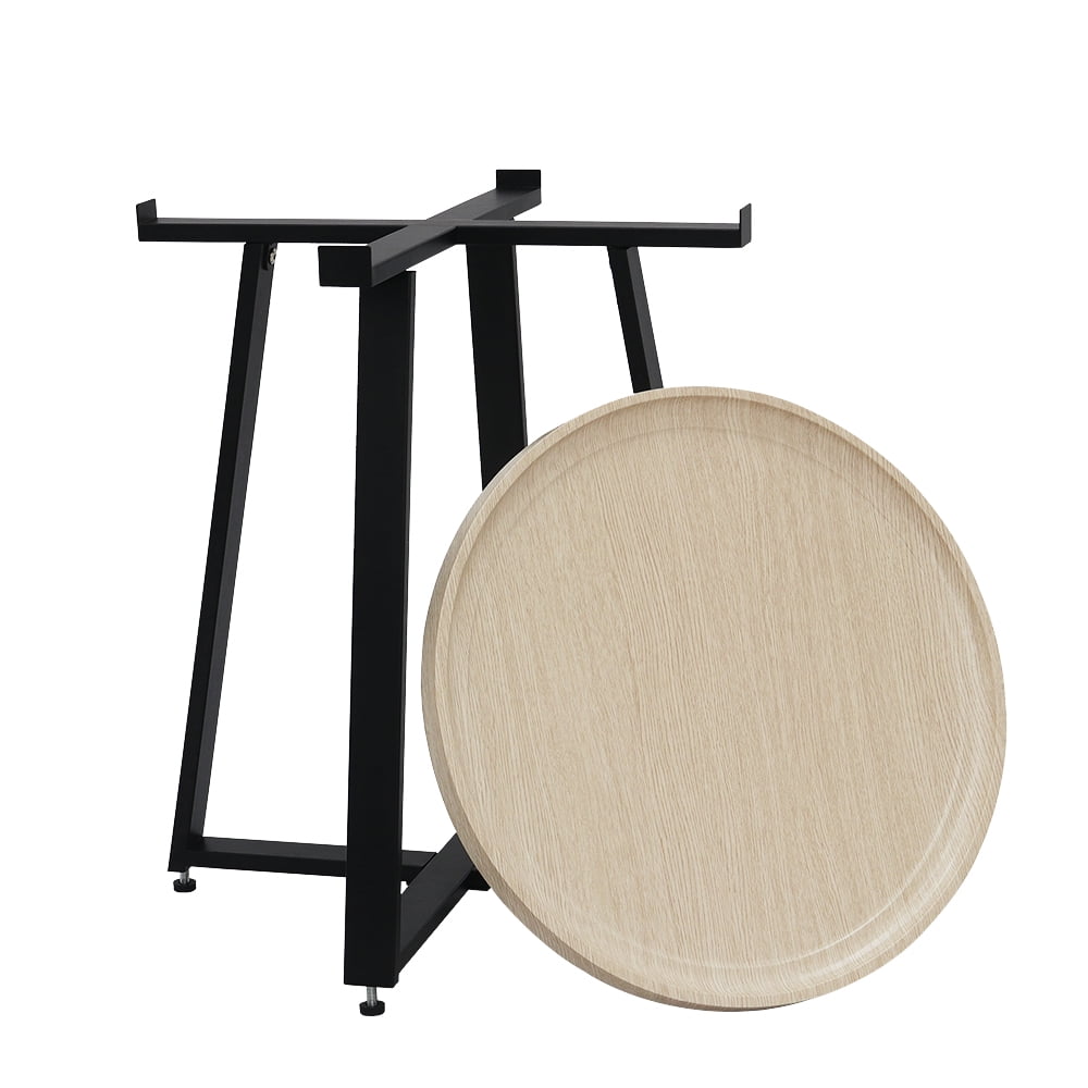 Abble Round Manufactured Wood End Table, Oak - Image 4