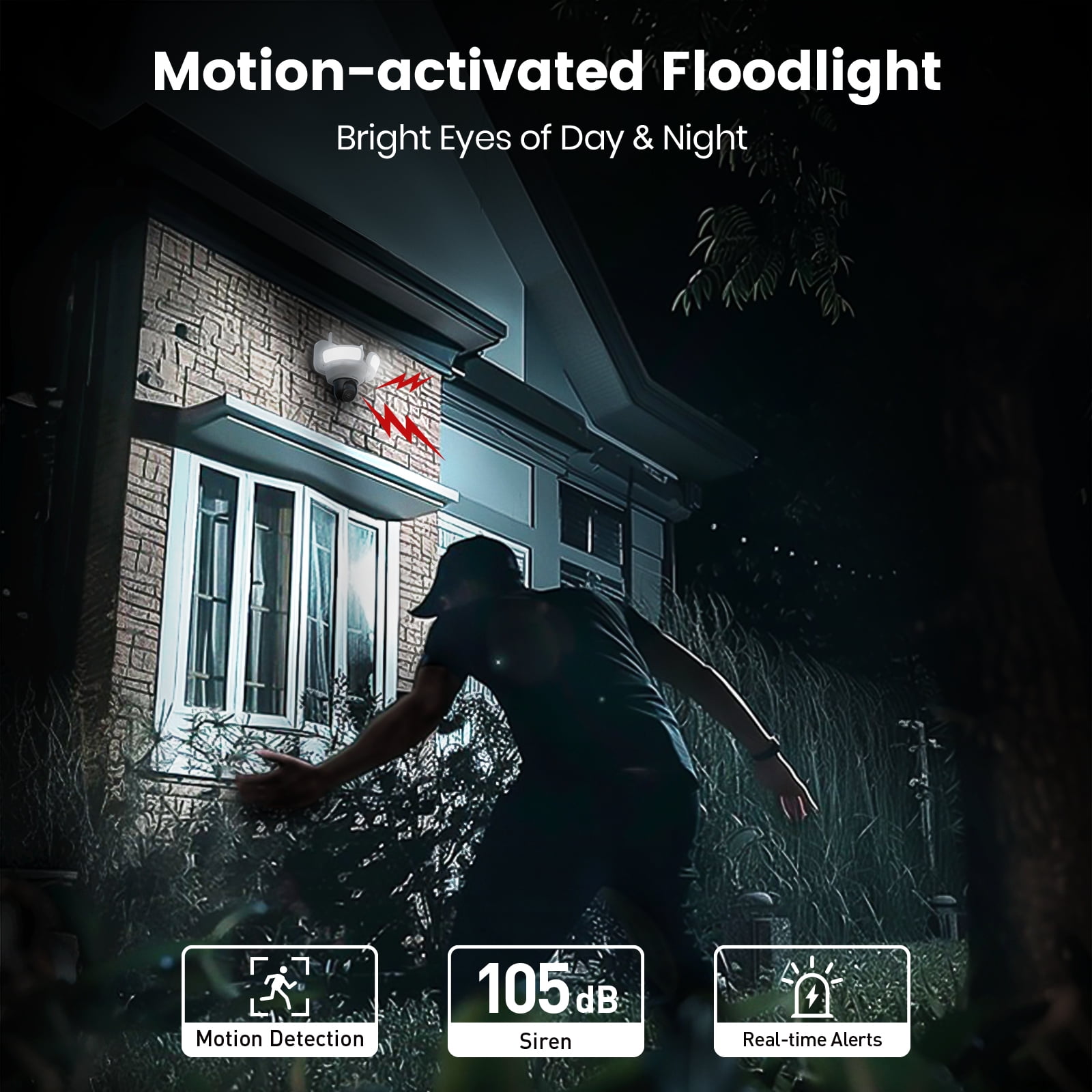 AOSU Floodlight Camera Wired, 3K UHD Security Camera Outdoor, 360° Coverage Surveillance, 24/7 Recording, Motion Detection, 2600-Lumen Motion-Activated Floodlight, Color Night Vision, No Monthly Fee - Image 6