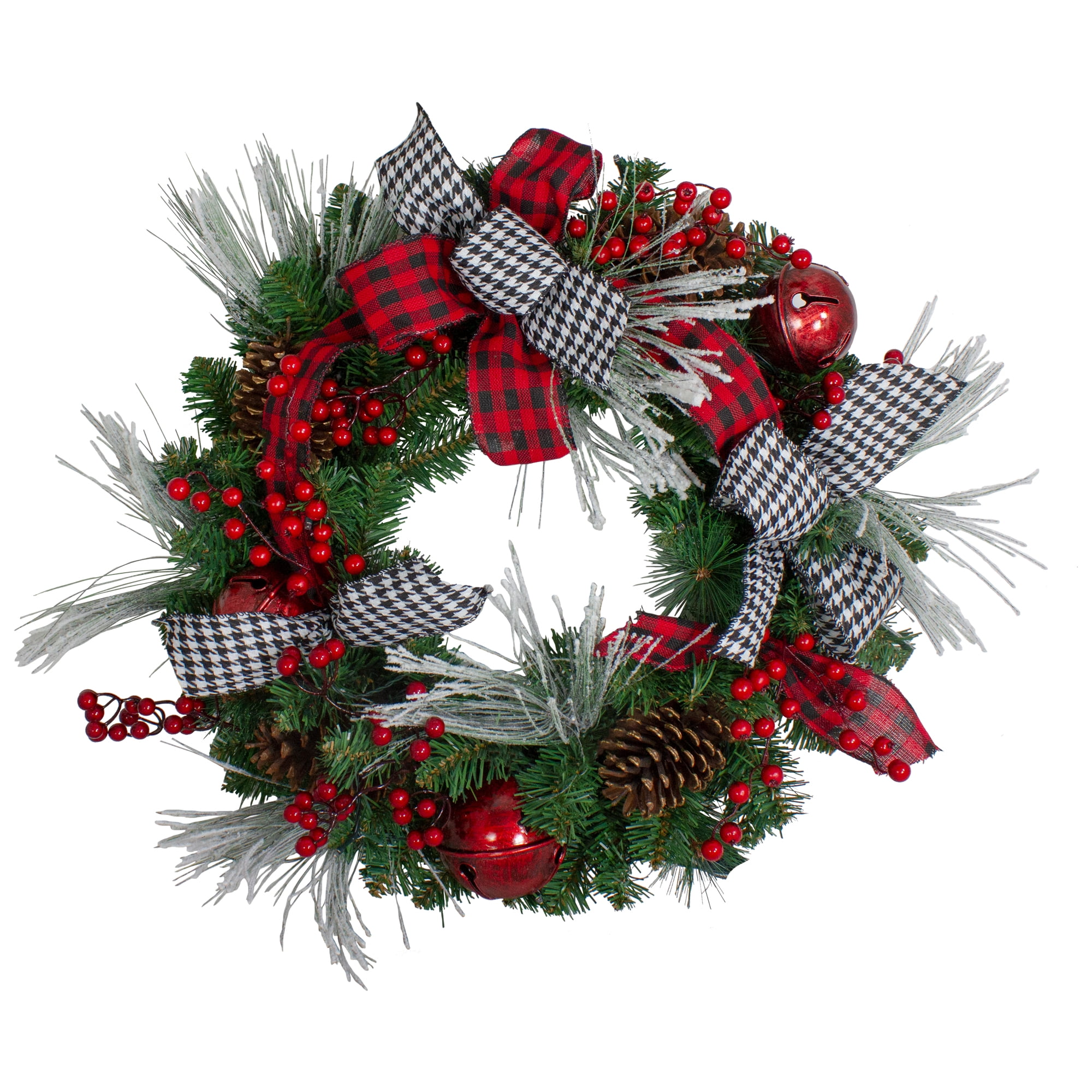 Northlight Plaid and Houndstooth and Red Berries Artificial Christmas Wreath - 24-Inch, Unlit - Image 5