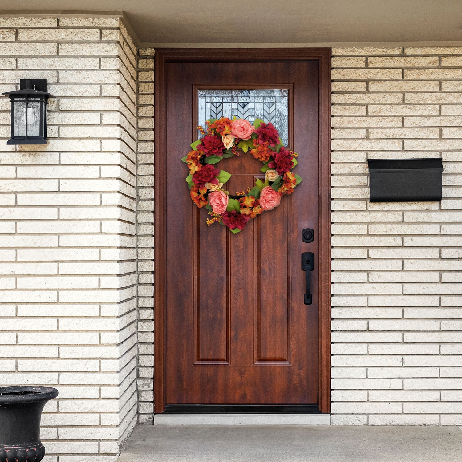 Fraser Hill Farm 24" Fall Harvest Wreath Door Hanging with Dahlias and Peonies - Image 8