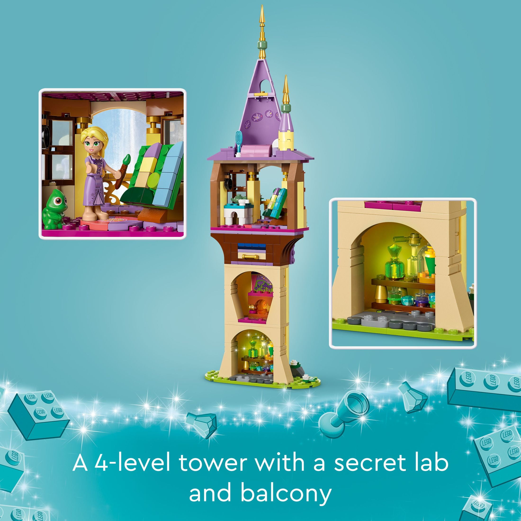 LEGO Disney Princess Rapunzel’s Tower & The Snuggly Duckling Tangled Building Toy with Flynn Rider and Mother Gothel Mini-Dolls, Disney Princess Toy, Fun Gift for Girls and Boys Ages 6 Plus, 43241 - Image 3
