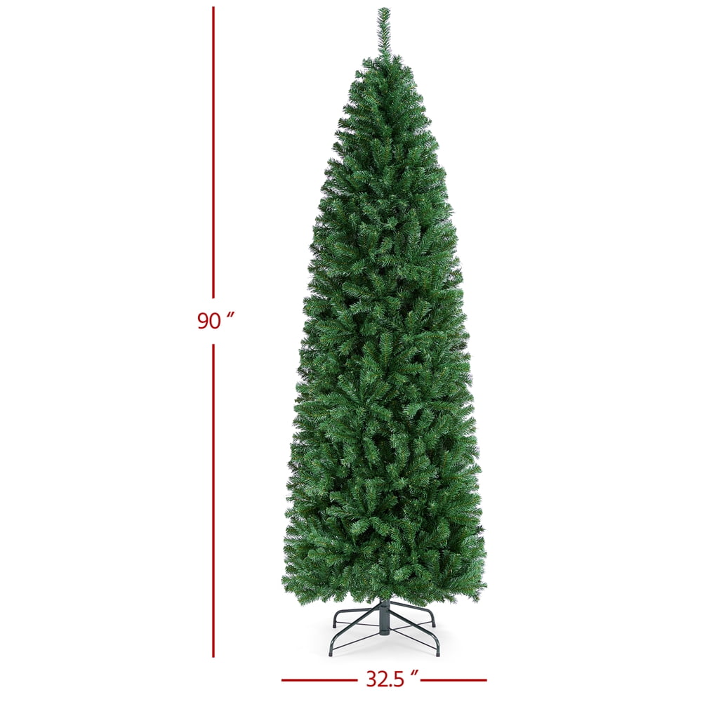 Alden Design 7.5 Ft Unlit Hinged Artificial Spruce Slim Christmas Tree, Green - Image 3