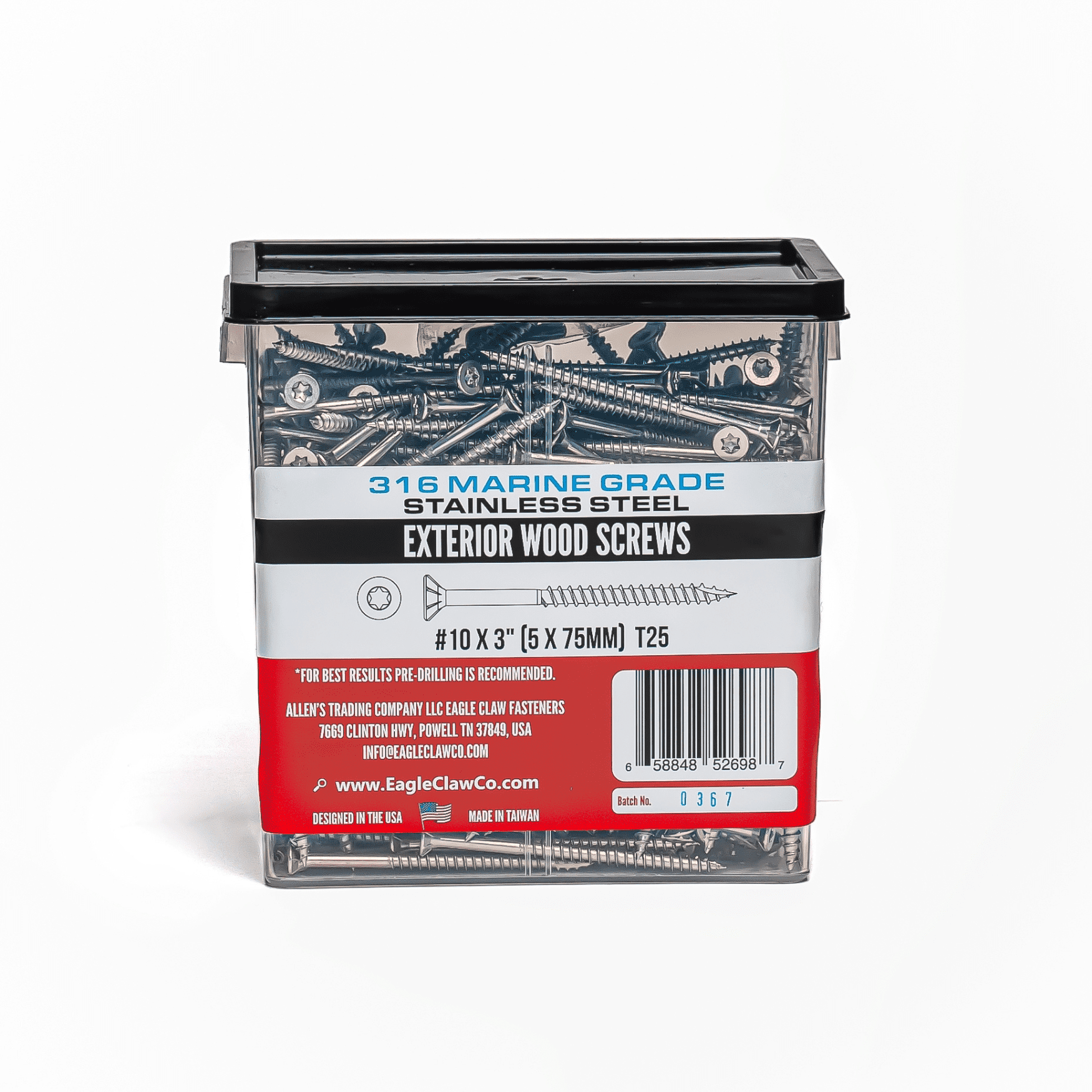 #10 x 3 Inch 316 Marine Grade Stainless Steel Wood Screws 350 Pack T25 Star Drive Type 17 Point for Docks, Decks, Jetties, Fences or Any Coastal Marine Construction by Eagle Claw Fasteners - Image 6