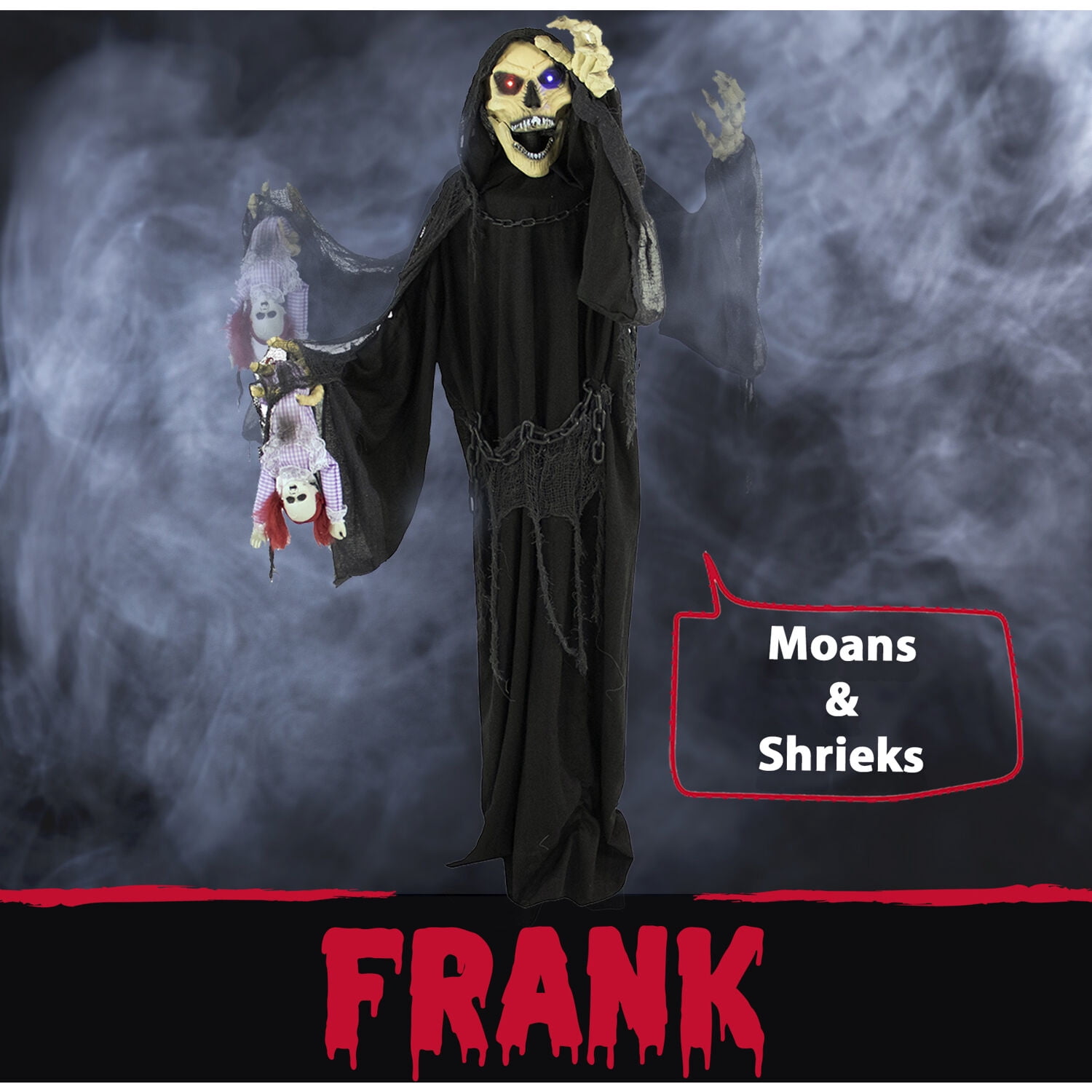 Haunted Hill Farm Life-Size 5.7 ft Animatronic Reaper, Indoor/Outdoor Halloween Decoration, Flashing Colorful Eyes, Poseable, Battery-Operated, HHRPR-6FLSA - Image 8