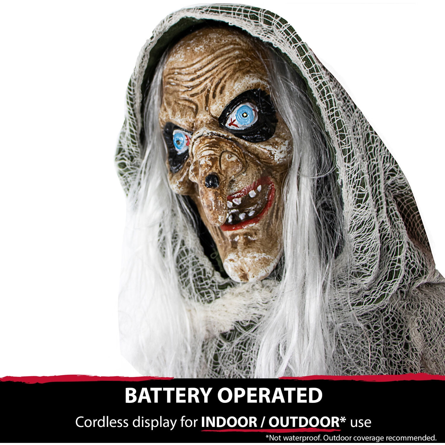 Haunted Hill Farm Life-Size 5 ft Animated Talking Evil Witch Prop Indoor/Outdoor Halloween Decoration, HHWITCH-7FLSA - Image 5