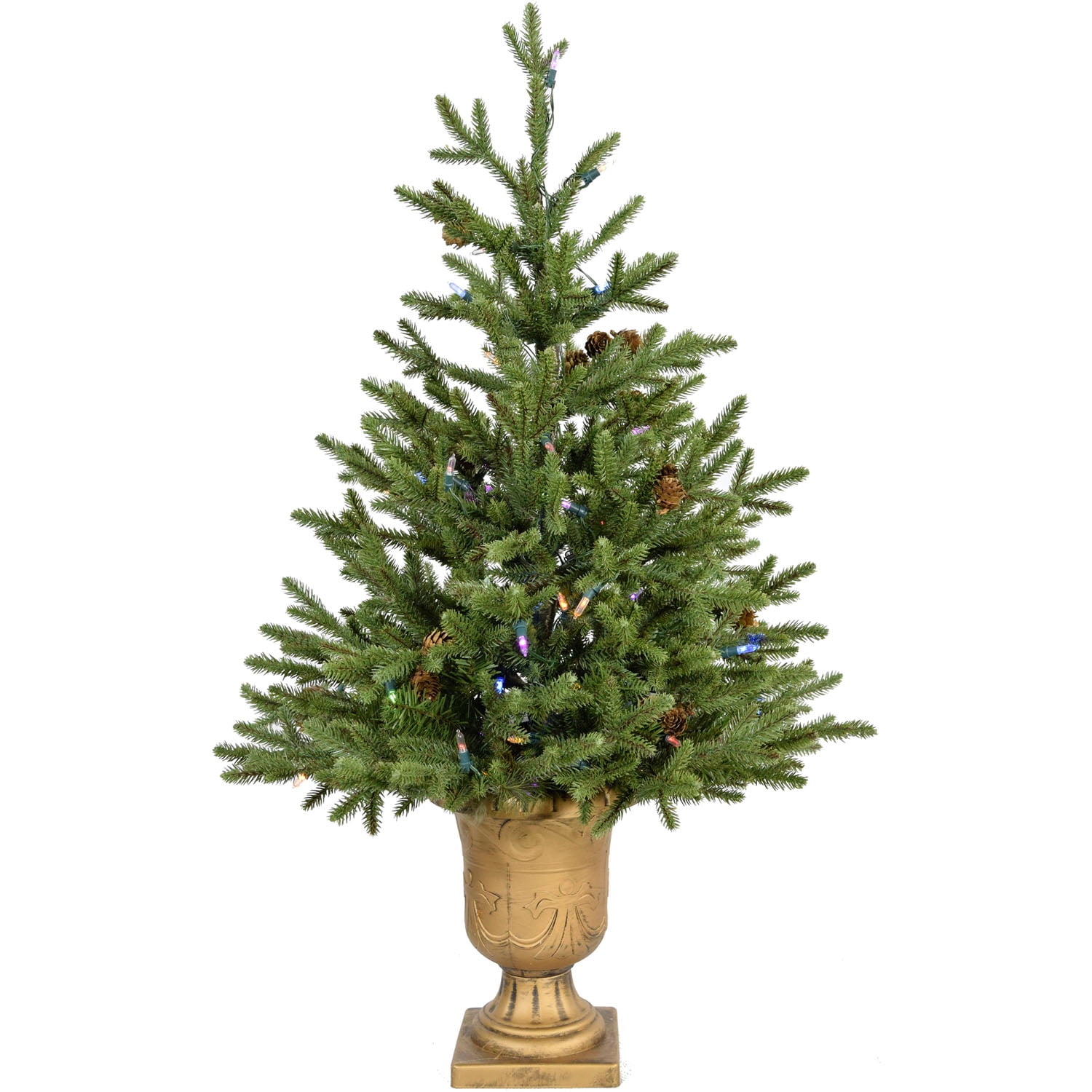Fraser Hill Farm 3-Ft. Noble Fir Artificial Tree with Metallic Urn Base and Battery-Operated Multi-Colored LED String Lights, FFNF042-6GRB - Image 7