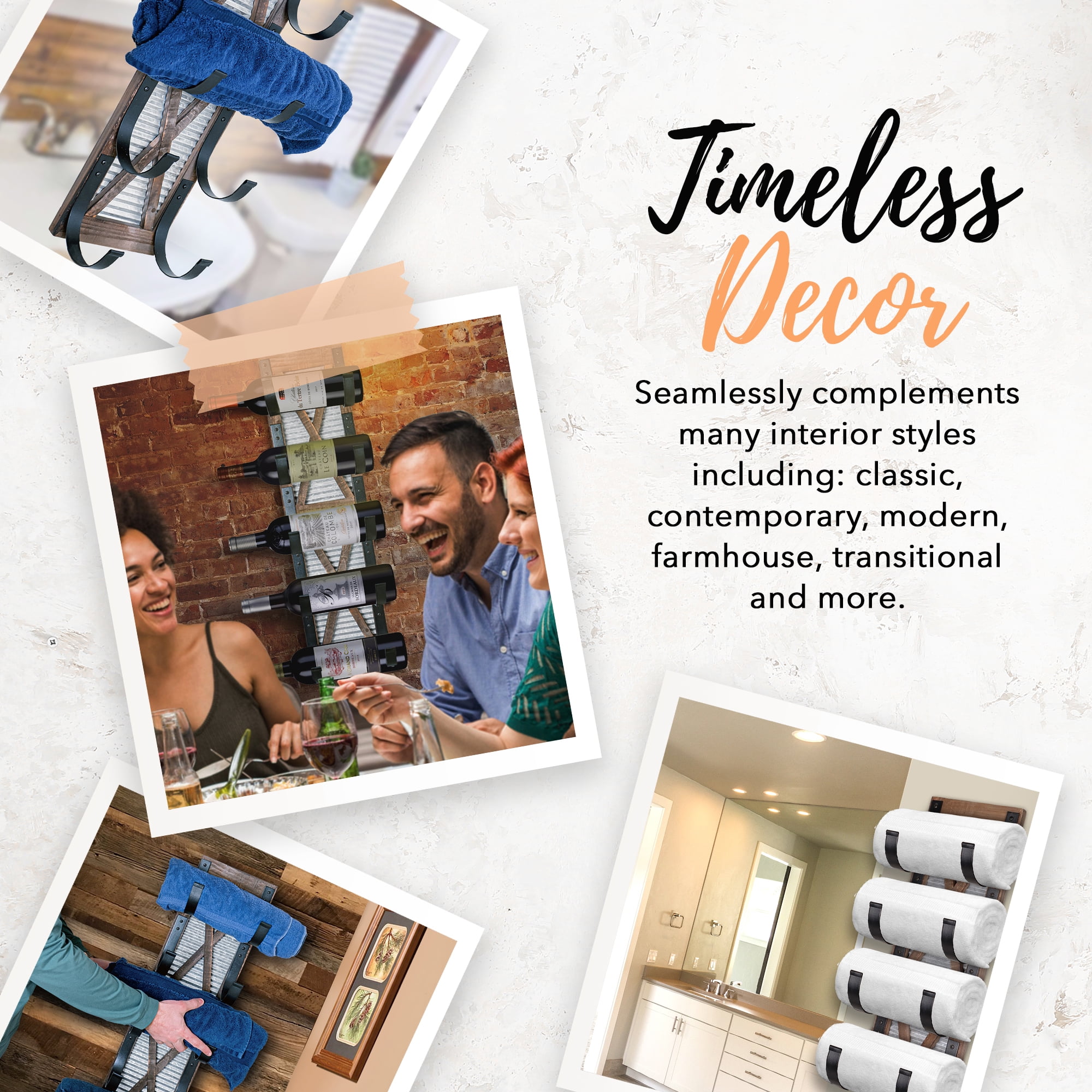 Autumn Alley Wooden Barn Door Rustic Towel Rack – Farmhouse Wine Rack – Rustic Bathroom Decor - Image 7