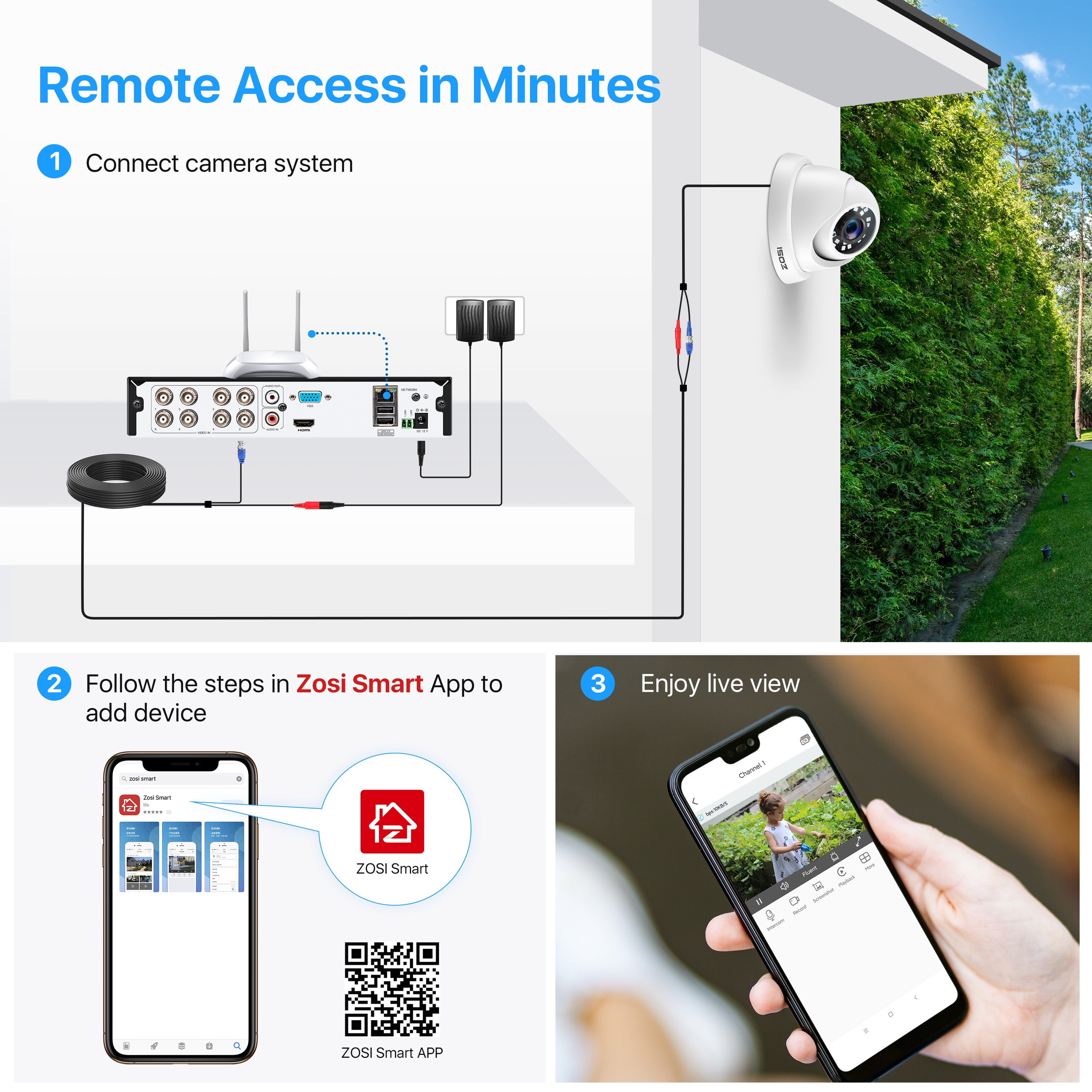 3K Lite Security Camera System, ZOSI 1080P H.265+ 8CH DVR Recorder with 4X HD 1080P Indoor Outdoor Weatherproof CCTV Security Cameras ,AI Human/Vehicle Detection, Motion Alert,Remote Access(No HDD) - Image 11