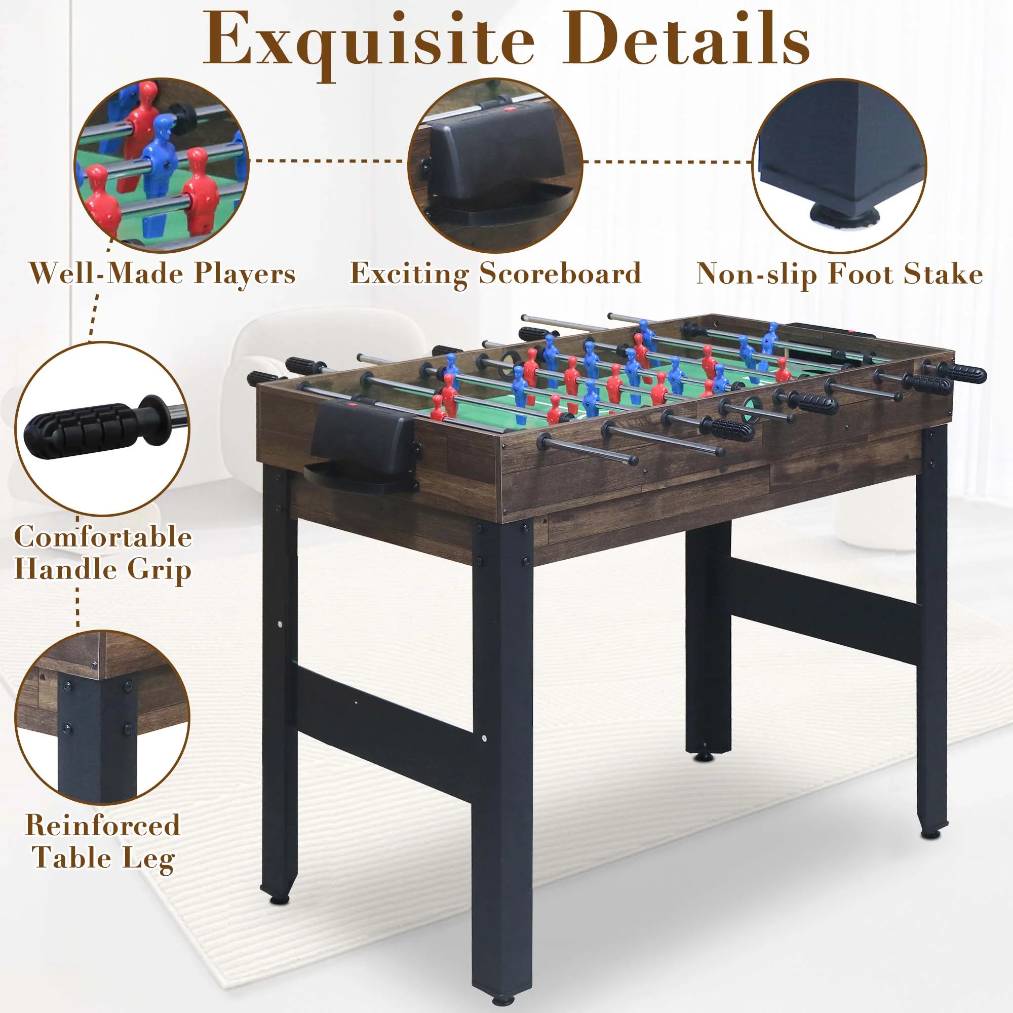48'' 16 in 1 Multi Game Table Combo Game Table Set for Game Room, Multifunctional Game Table with Bow, Arrow, Basketball, Football, Hockey, Foosball, Shuffleboard, Ping Pong, Chess, Checkers, Bowling - Image 8