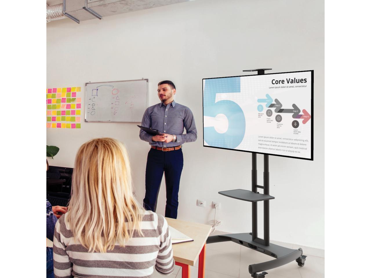 Kanto MTM65PL Height Adjustable Mobile TV Stand with Adjustable Shelf for 37-inch to 65-inch TVs - Image 7