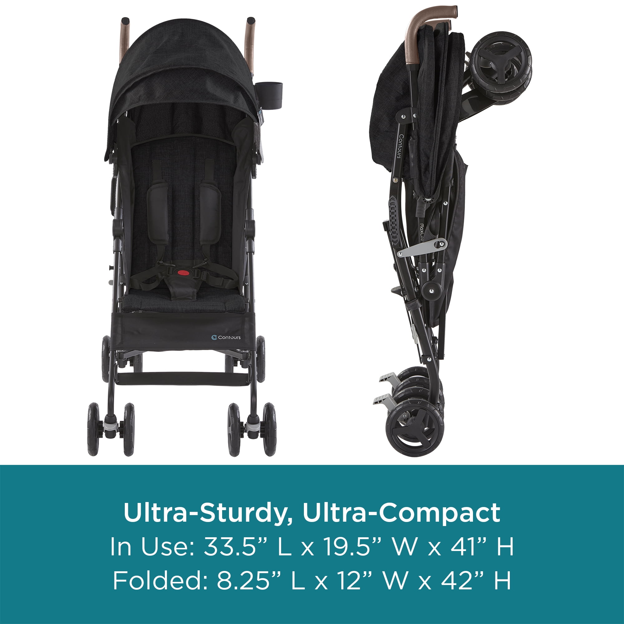 Contours MaxLite Deluxe Baby Umbrella Stroller, Carbon - Image 5