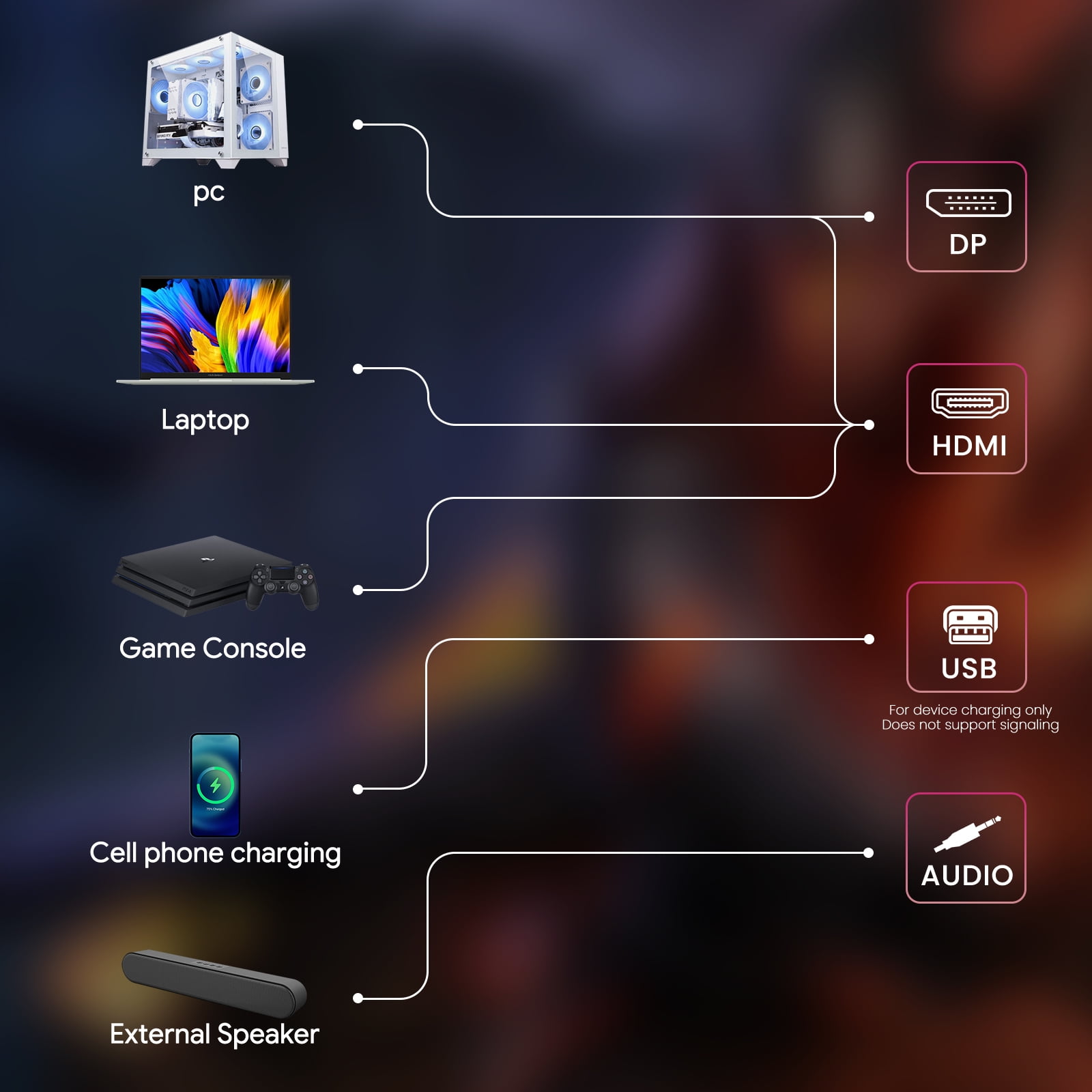CRUA 27" 165Hz/180Hz Curved Gaming Monitor - FHD 1080P,FreeSync,1800R Frameless Computer Monitor, 1ms GTG, DP&HDMI Port, Black - Image 3
