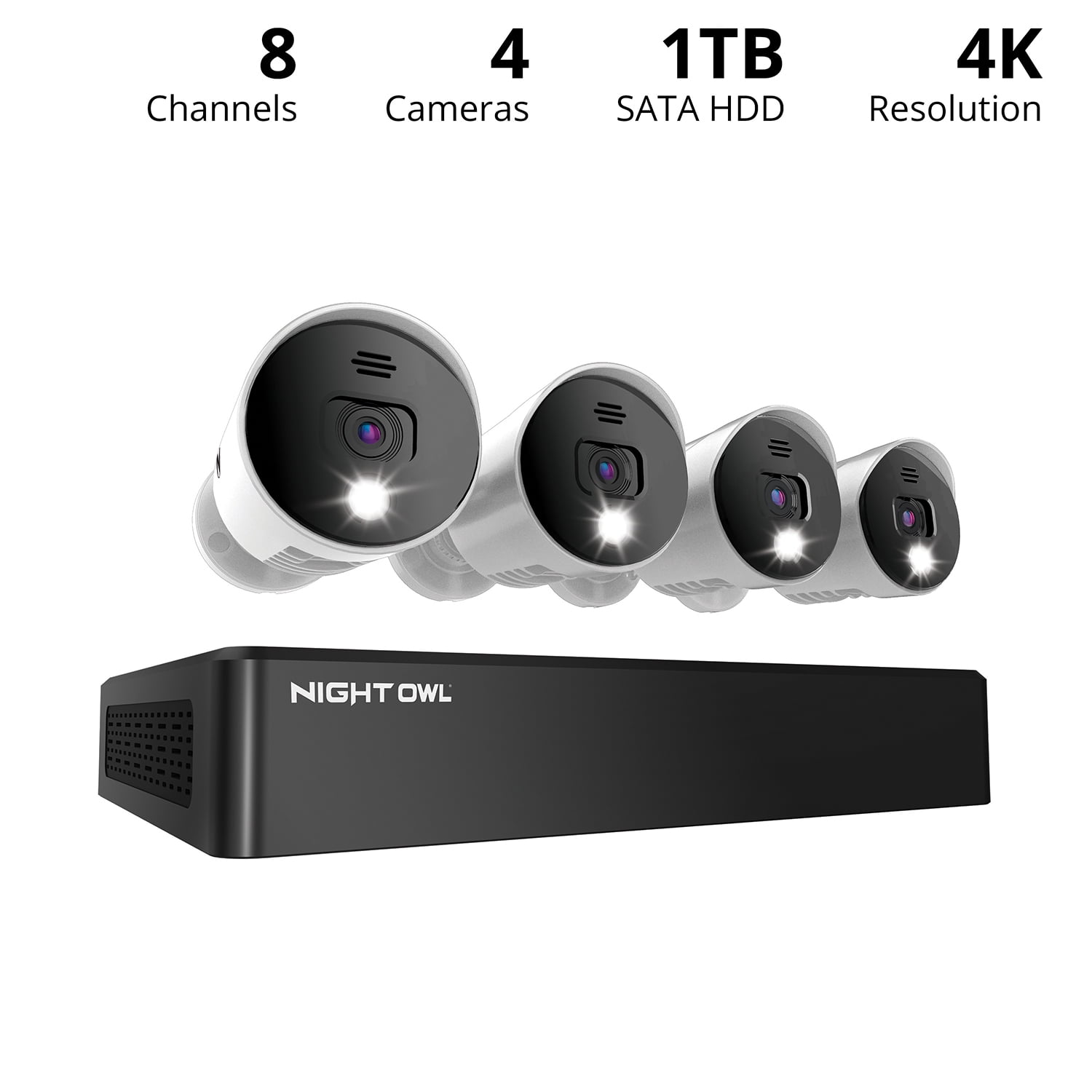 Night Owl 8 Channel 4K Bluetooth DVR with 1TB Hard Drive and 4 Wired 4K Spotlight Cameras with Audio Alerts and Sirens - Image 8