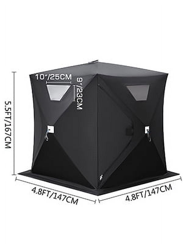 VEVORbrand Ice Fishing Shelter Tent, 2 Person 300 D Oxford Fabric Portable, Strong Waterproof for Outdoor Fishing, 148 x 148 x 168 cm, Black - Image 6