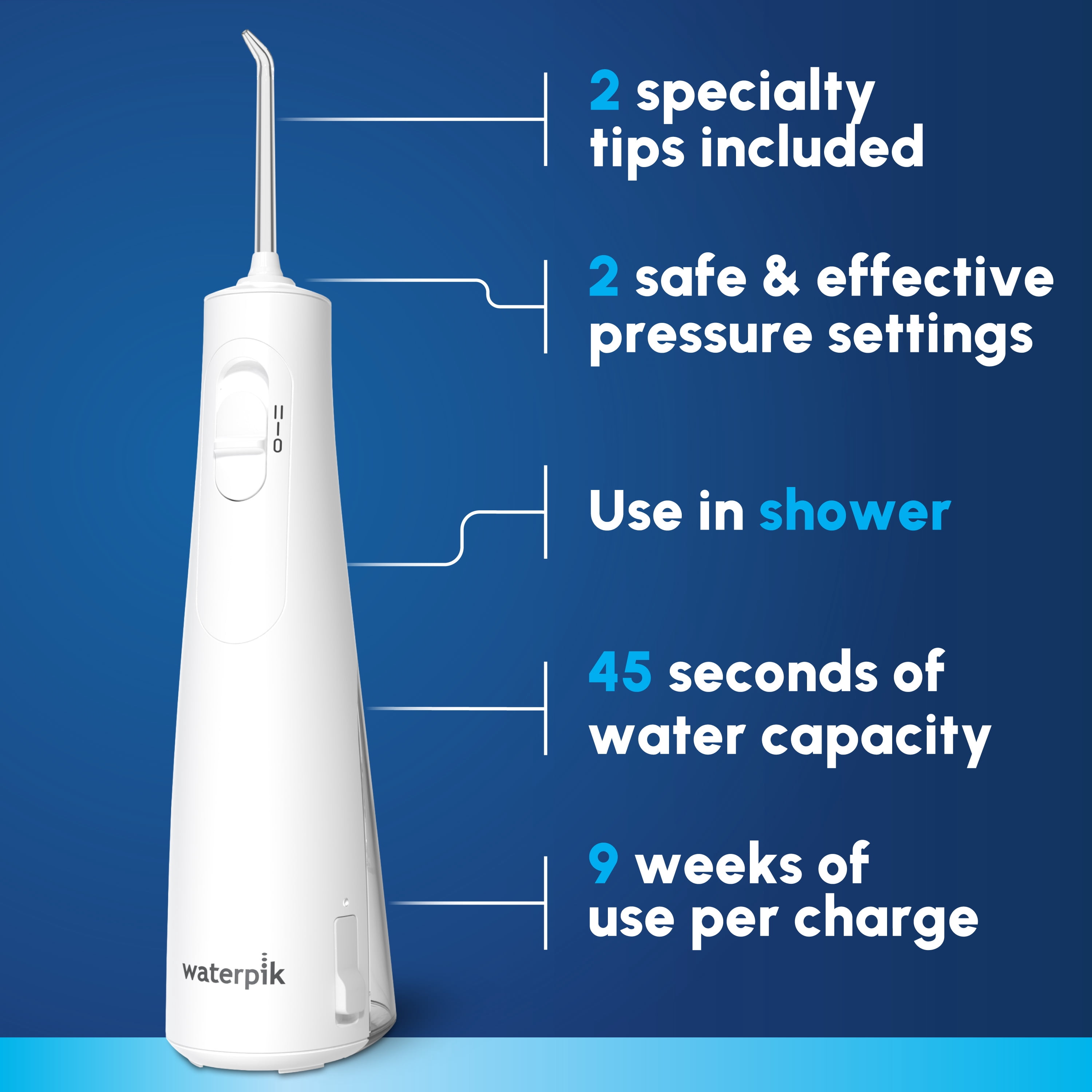 Waterpik Cordless Enhance 3000 Water Flosser with 2 Settings, 2 Tips, ADA Accepted, White, Tips and Packaging May Vary - Image 7