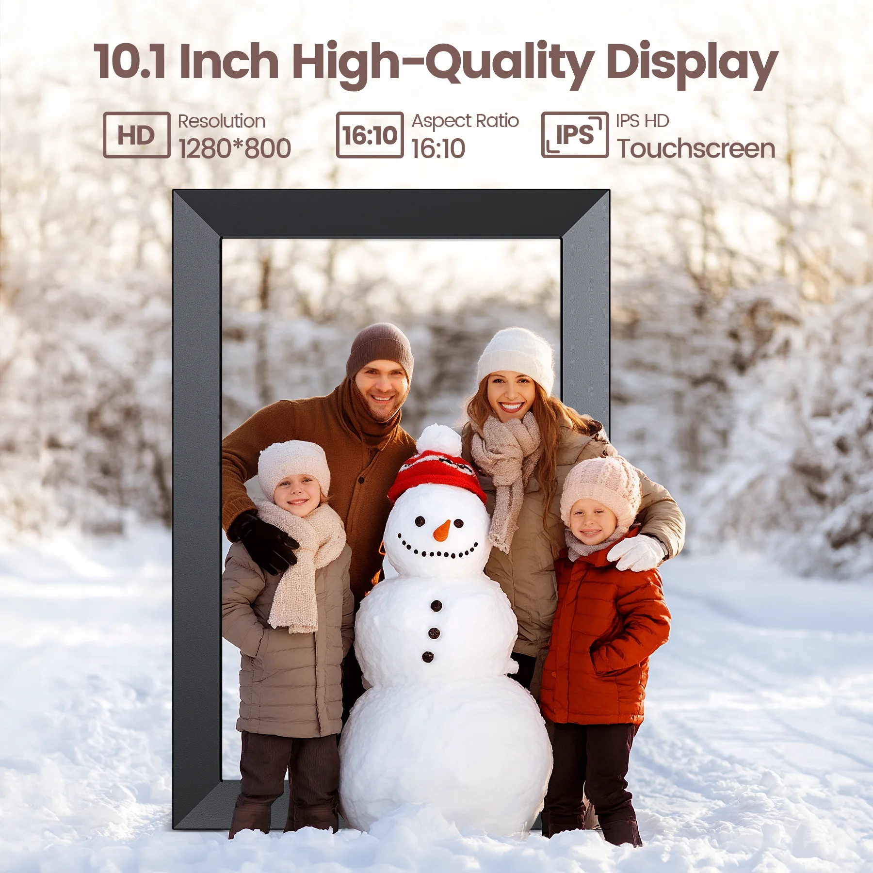 VEAT00L WiFi Digital Picture Frame 10.1 Inch,1280*800 IPS Touch Screen Digital Photo Frame with 32GB Memory, Auto-Rotate, Wall Mountable, Instantly Send Photos or Videos from Anywhere via Uhale App - Image 3