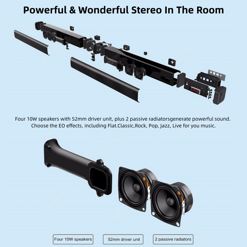 Tyethy Sound Bar for TV 40W Bluetooth 5.0 Wireless Split Soundbar with Surround Sound System for Home Theater TV Audio Speaker - Image 3