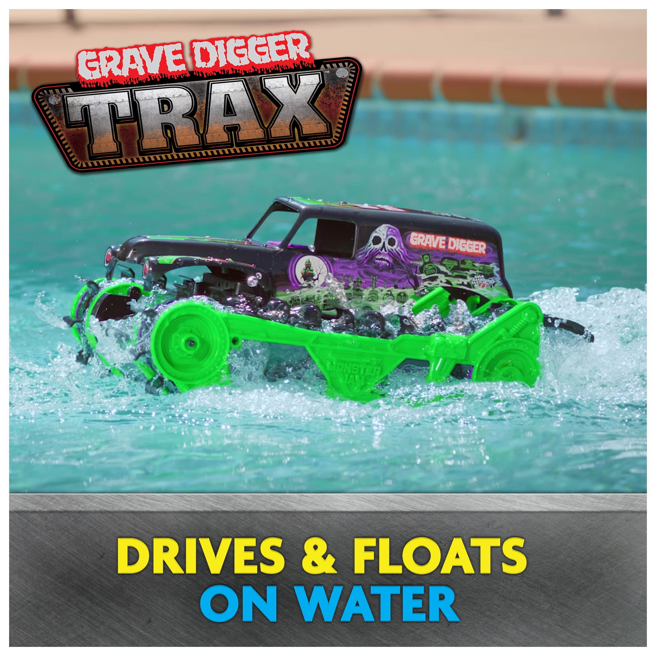 Monster Jam, Grave Digger Trax All-Terrain Remote Control Outdoor Vehicle, 1:15 Scale - Image 4