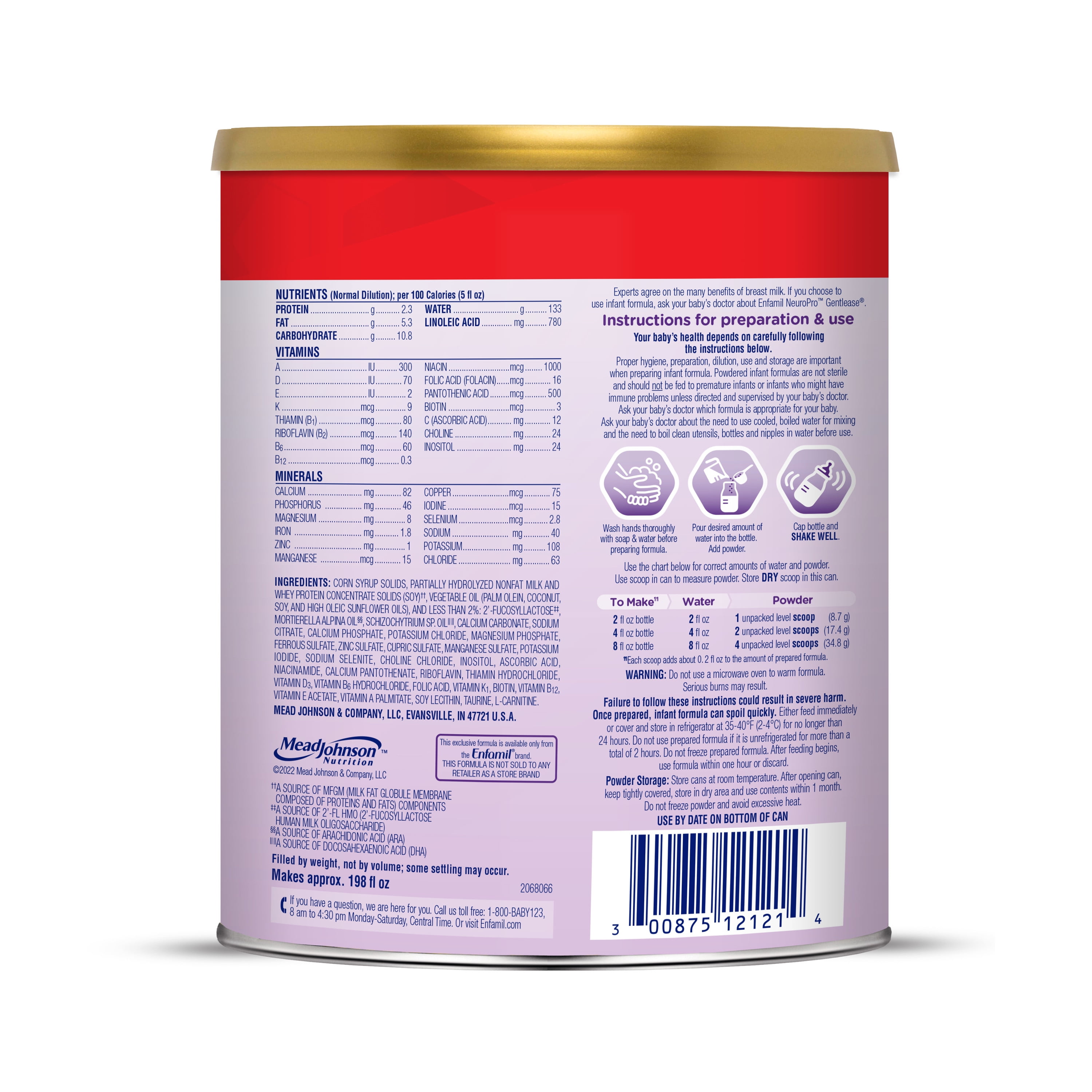 Enfamil NeuroPro Gentlease Baby Formula for Easing Fussiness, Gas, Spit-up in 24 Hrs, 27.4 Oz, 4 Count - Image 11