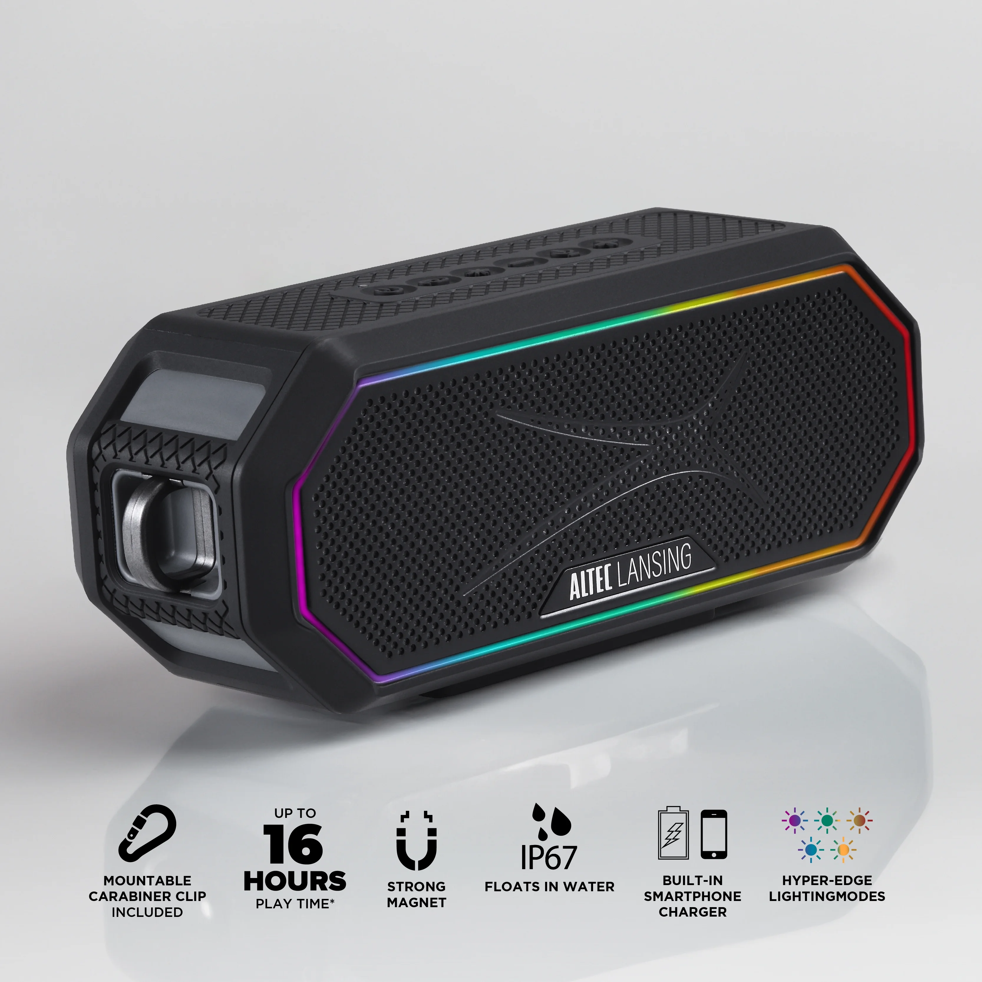 Altec Lansing Hydra Jolt 2.0 Everything Proof Wireless Magnetic Portable Bluetooth Speaker, Black - Image 6