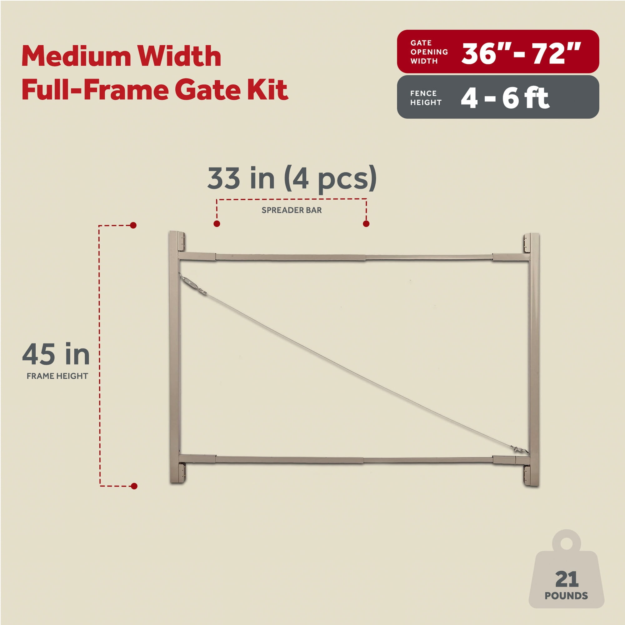 Adjust-A-Gate Steel Frame Gate Building Kit, 36"-72" Wide Opening Up To 6' High - Image 5