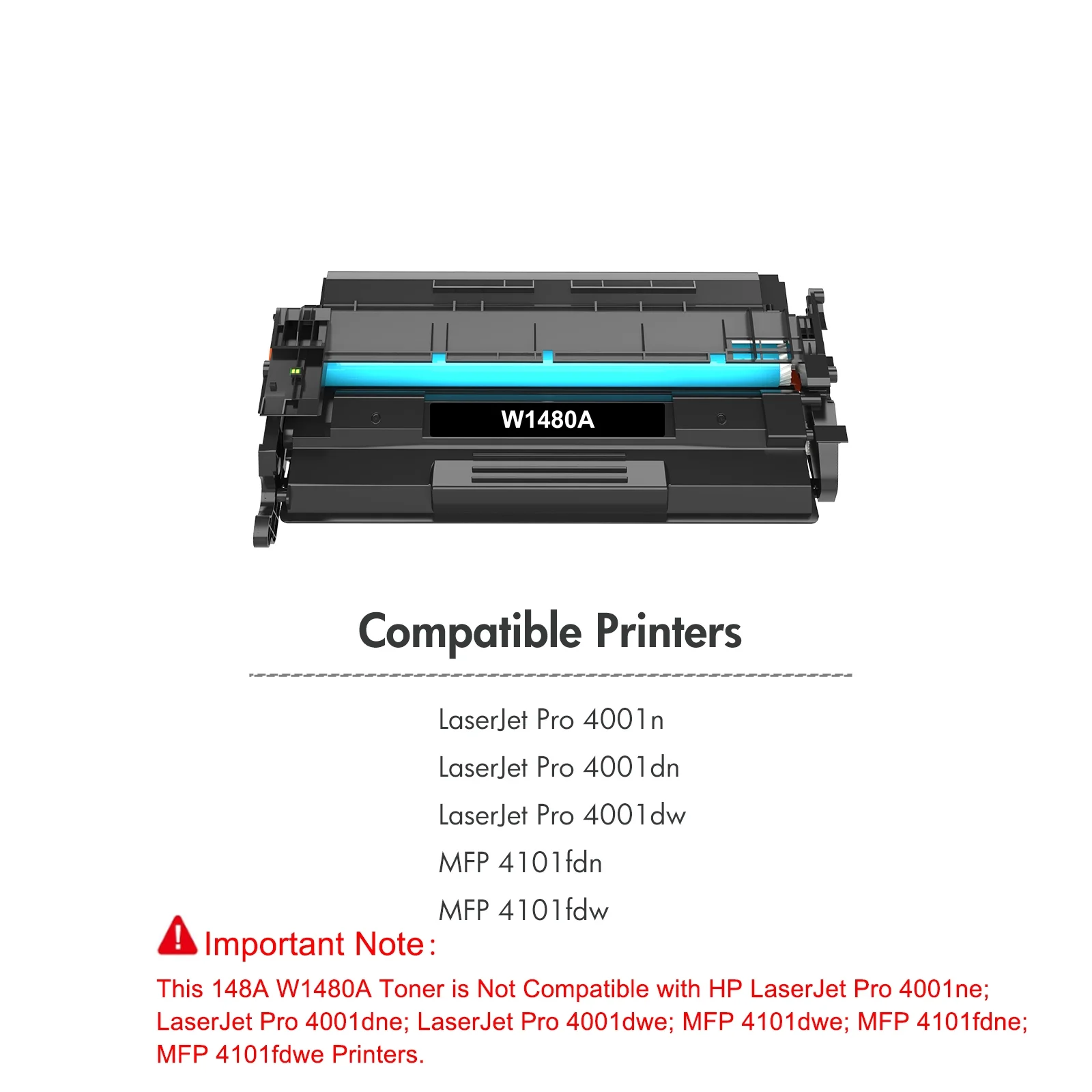 148A 148X with Chip Toner Cartridge Compatible for HP W1480A 148A for Laserjet Pro MFP 4101fdw 4001dn 4001n 4001dw 4101fdn ( 2-Pack Black ) - Image 4