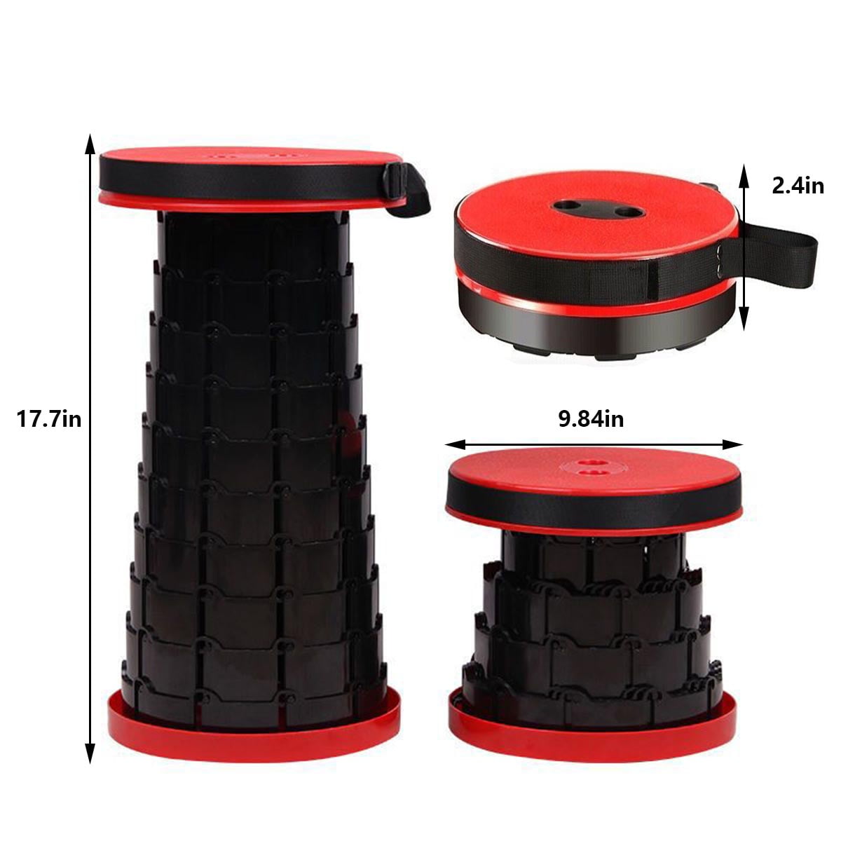 VINAUO Collapsible Chairs,Collapsible Seat,Telescoping Stool Adjustable Height for Fishing,Hiking Tours,BBQ,Parties,Outdoor Red - Image 3