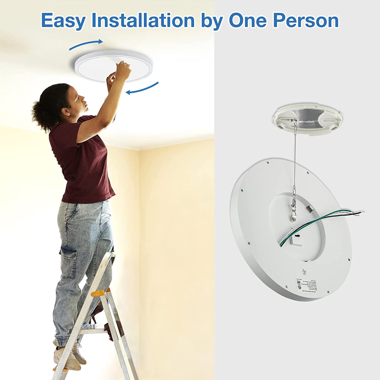 12 Inch Dimmable LED Ceiling Light Flush Mount, 3 Color Temperature Selectable 3000K/4000K/5000K, 20W, 120V, White, ETL, 2-Pack - Image 5