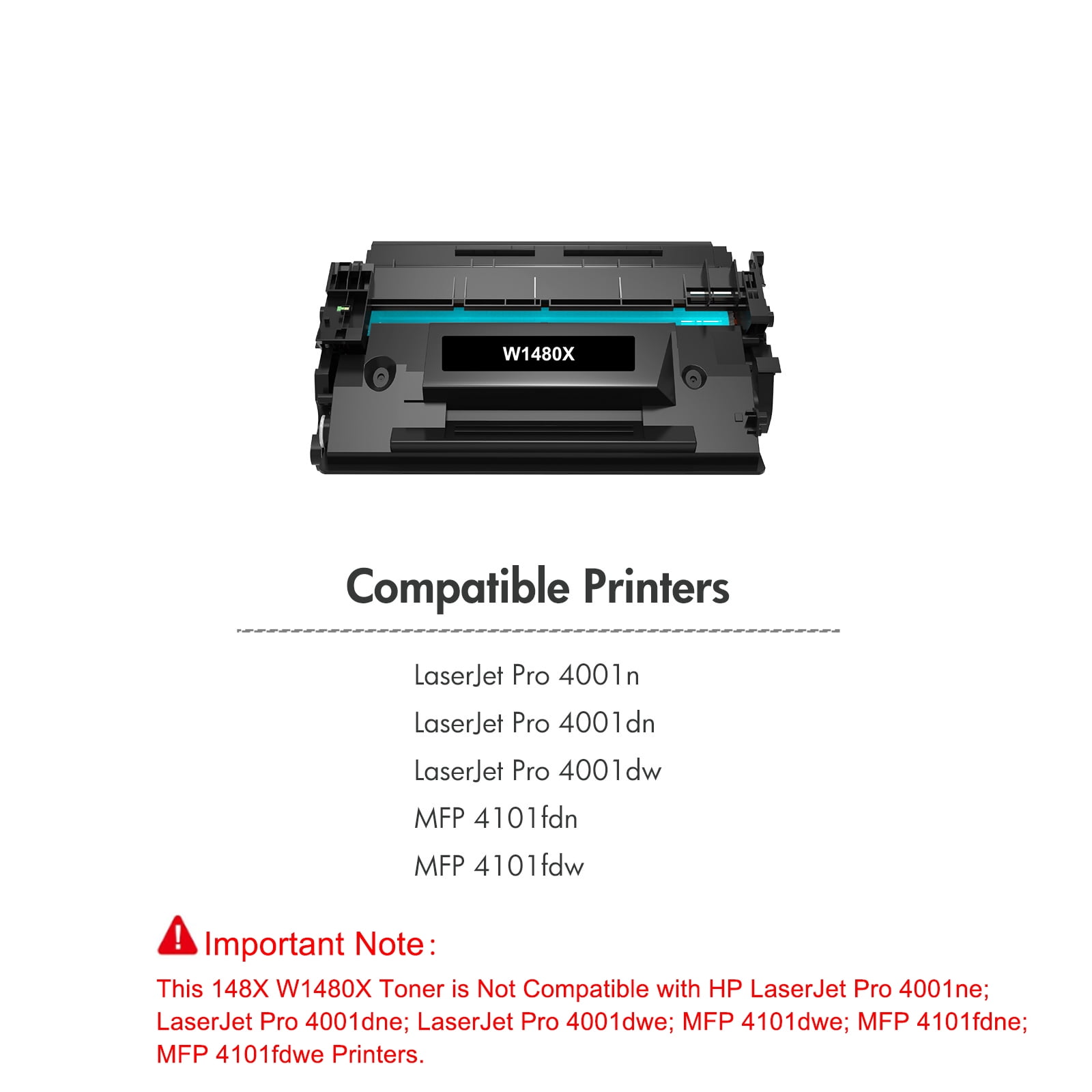 148X 148A Toner Cartridge with Chip High Yield Compatible for HP W1480X 148X Laserjet Pro 4001dn MFP 4101fdw 4101fdn 4001n 4001dn 4001dw(Black, 1-Pack) - Image 7