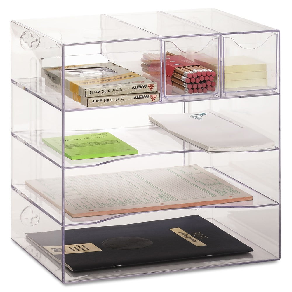 Optimizers Four-Way Organizer with Drawers, Plastic, 10 x 13 1/4 x 13 1/4, Clear - Image 3