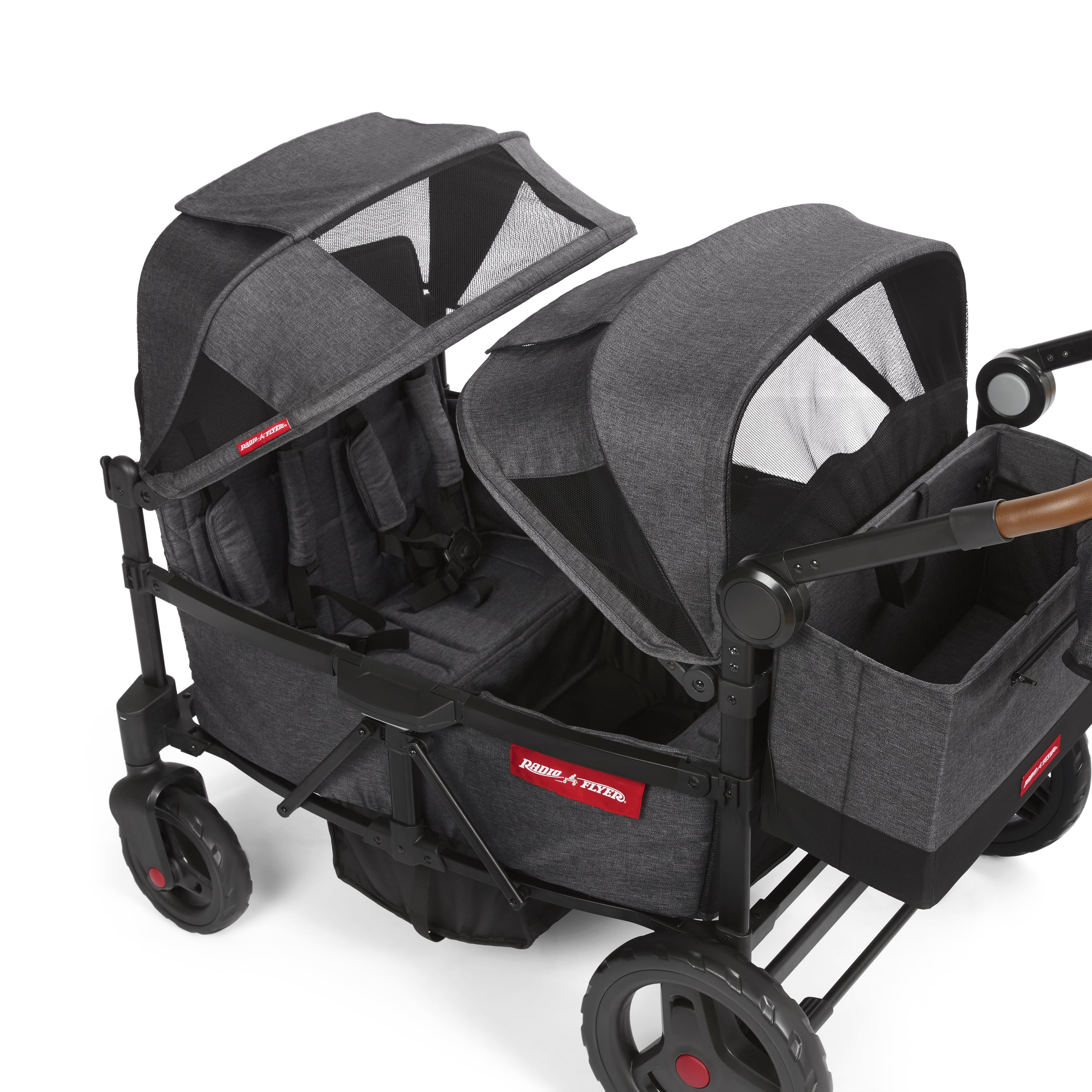 Voya Quad Stroller Wagon by Radio Flyer, 4-Seat for Kids Ages 6 Months+, Gray - Image 5