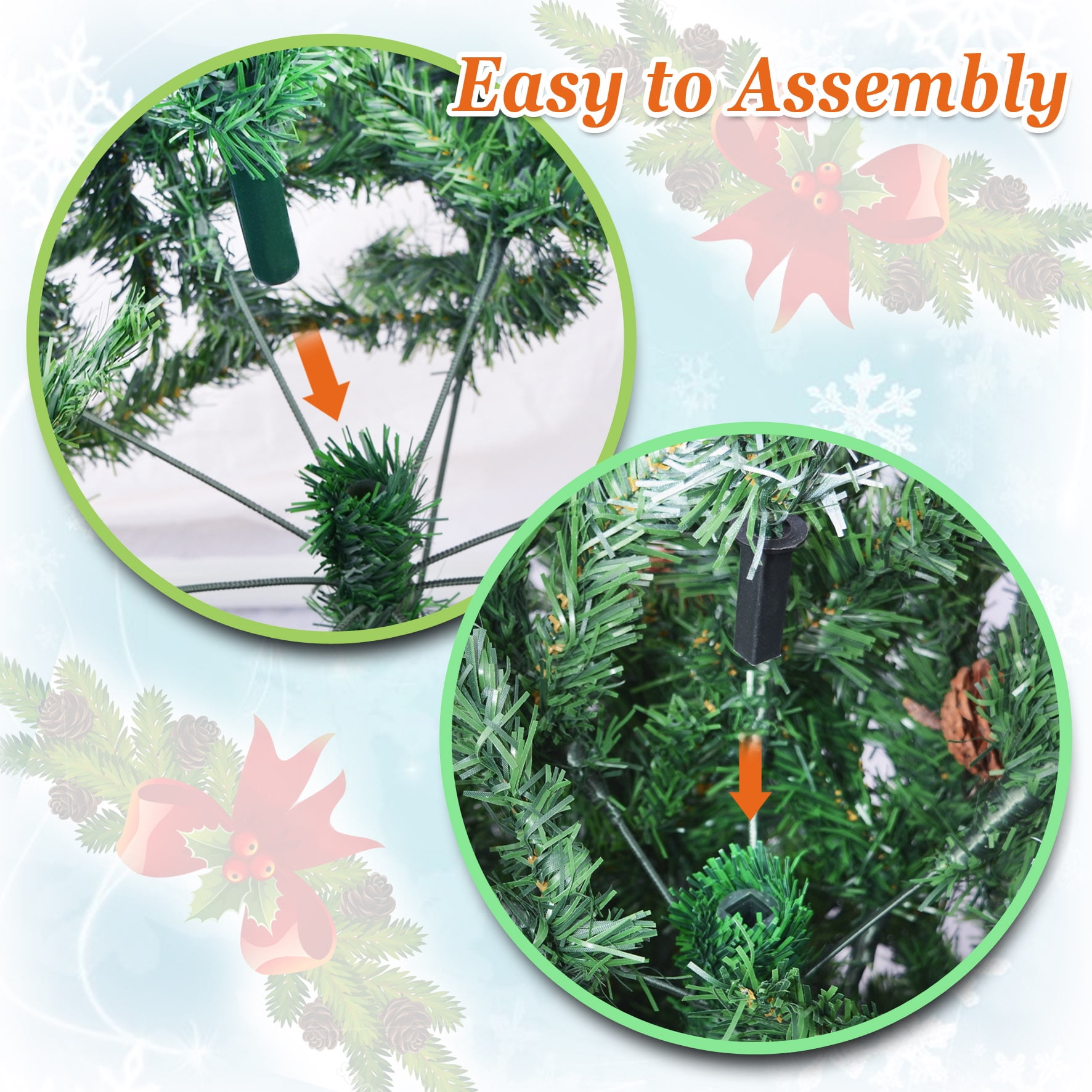 Sunny Snow Tipped Christmas Tree with Pine Cones and Steel Stand -Unlit (7' with 1003 Tips and 39 pinecones) - Image 13