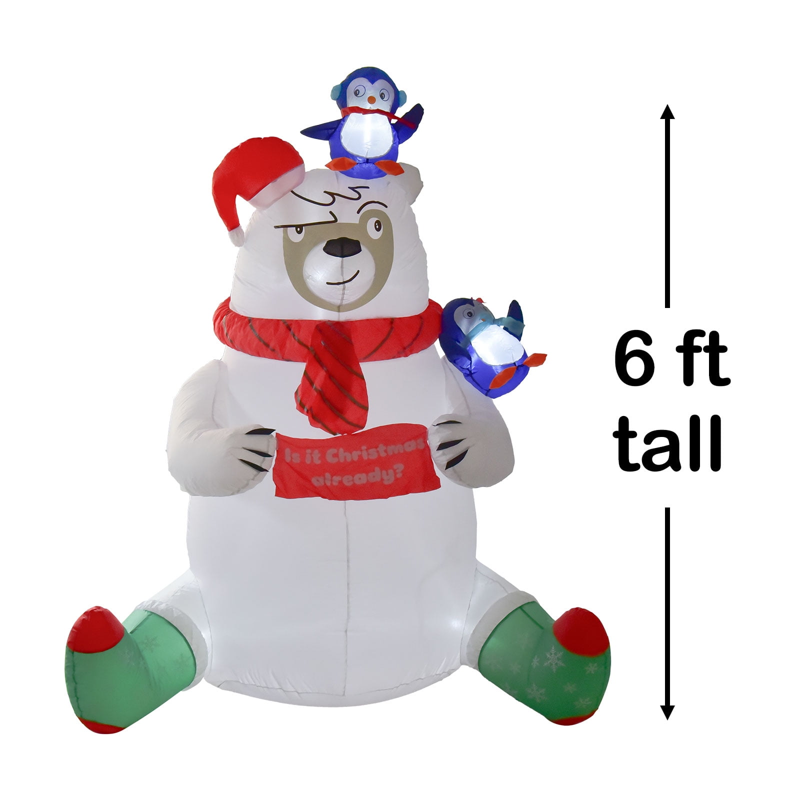 Nifti Nest Outdoor Merry Polar Bear Christmas Blow Ups Yard Inflatable, 6' - Image 7