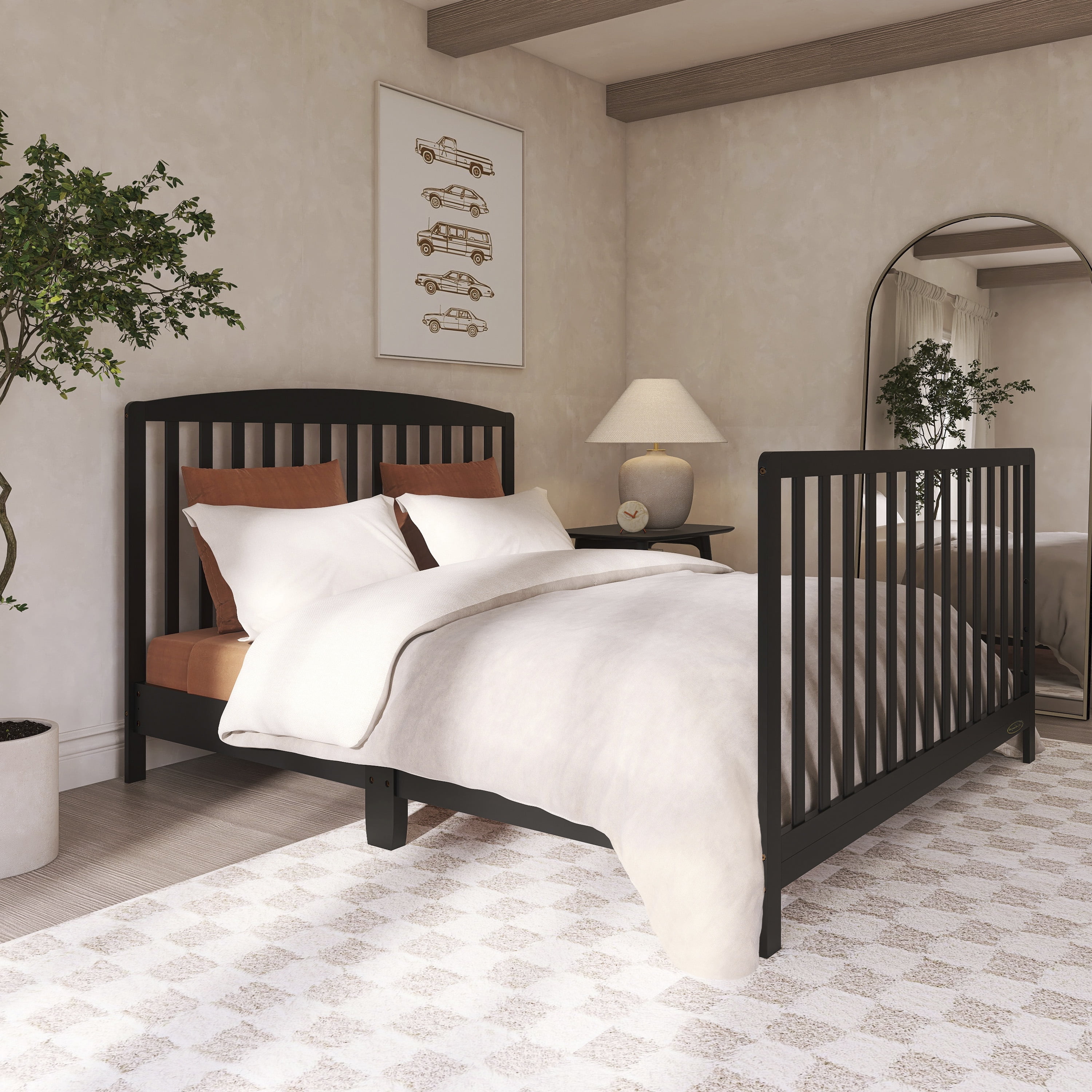 Dream On Me Odelle 5-in-1 Convertible Crib, Converts from Baby Crib to Toddler Bed, Day Bed, Kids Bed and Full Size Bed, Three Adjustable Mattress Height Positions, Matt Black - Image 7