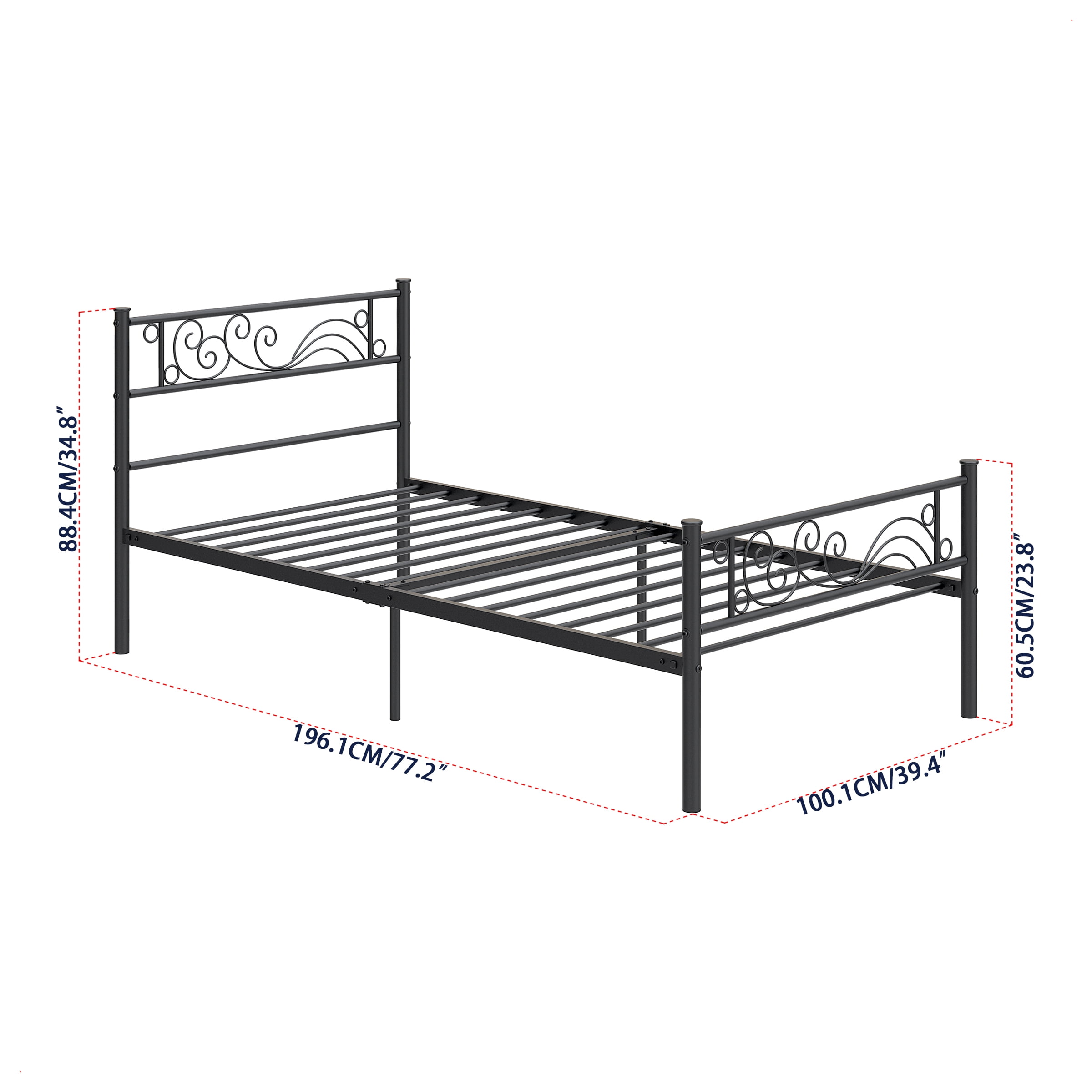 Yoneston Twin Size Metal Platform Bed Frame with Headboard Footboard for Boys Kids Adults, Black - Image 5