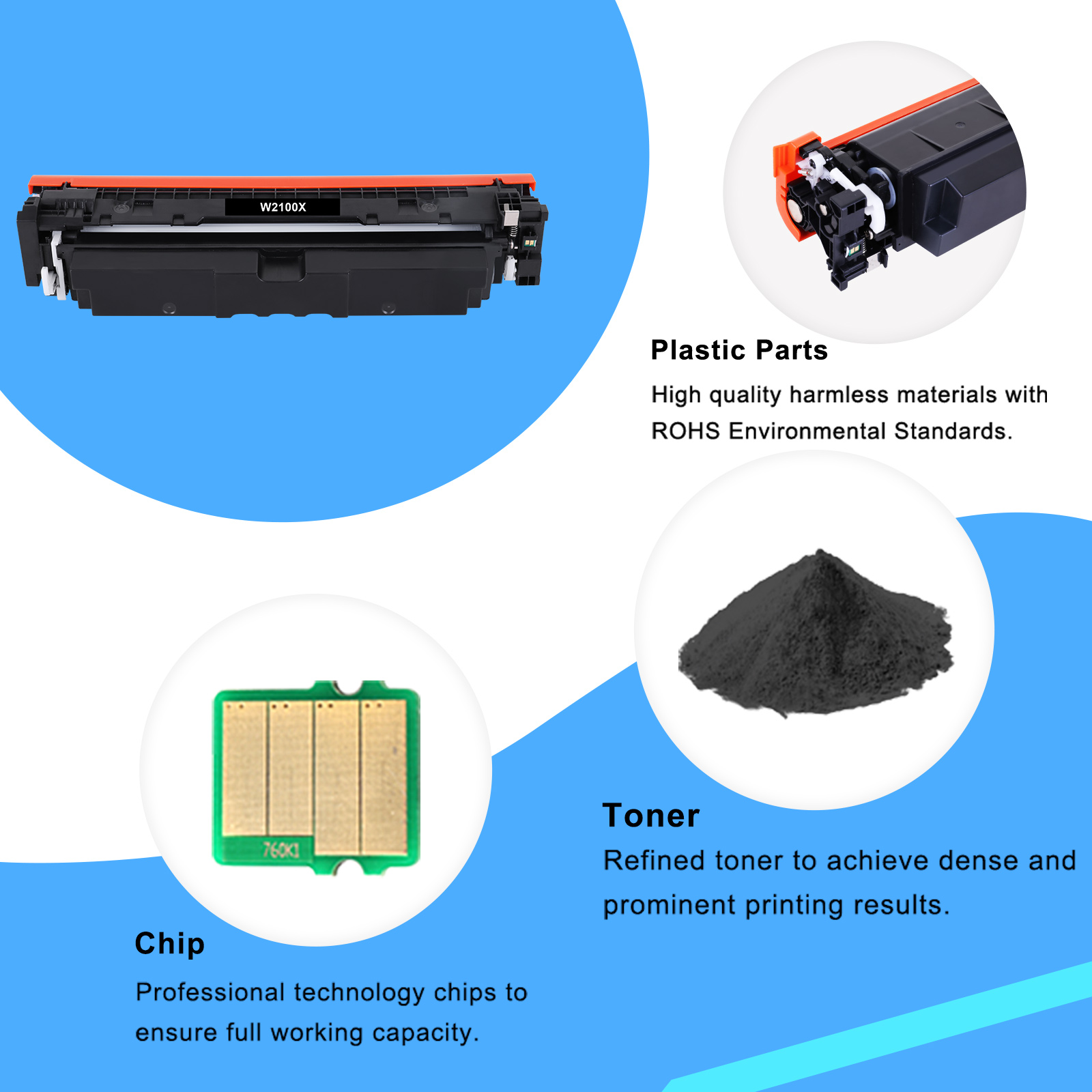 210X Toner Cartridges High Yield with Chip Compatible for HP 210A Toner Color Laserjet Pro MFP 4301fdw 4301fdn Pro 4201dw 4201dn Series Printer W2100X W2100A Ink (BK/C/M/Y 4 Pack) - Image 6