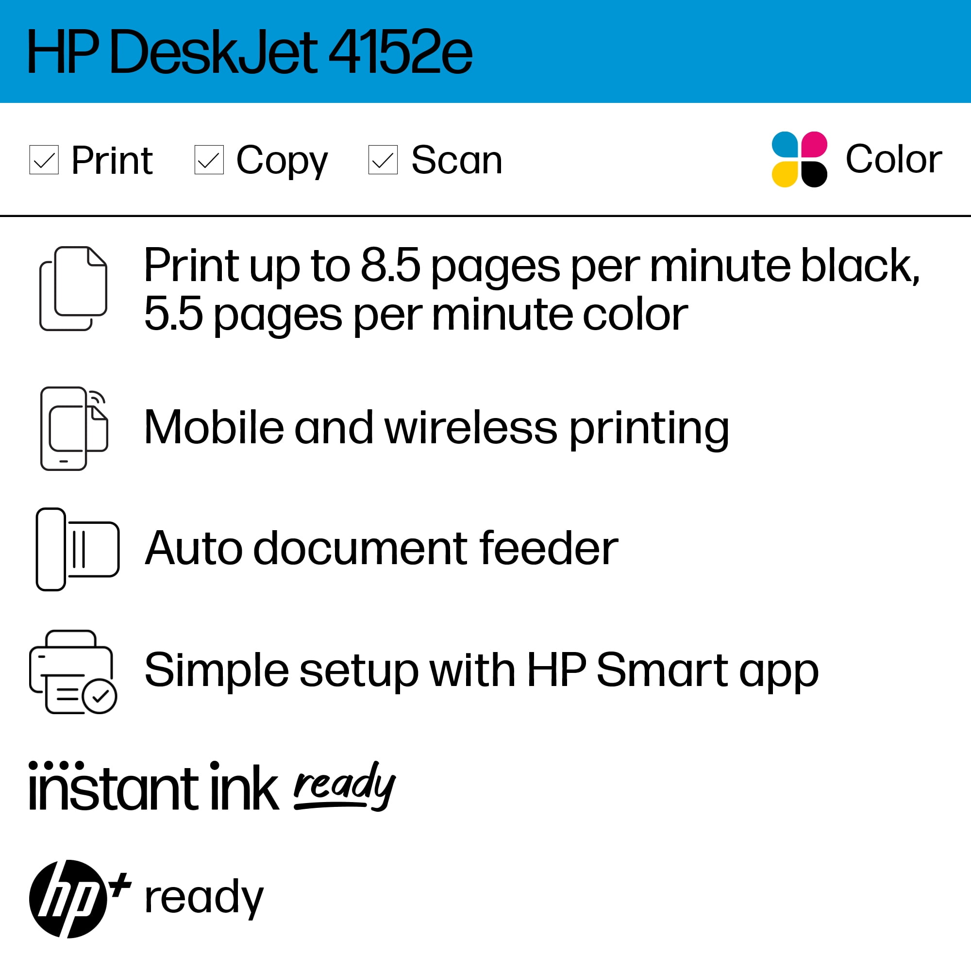 HP DeskJet 4152e All-in-One Color Inkjet Printer with 3 Months Instant Ink Included with HP+ - Image 5