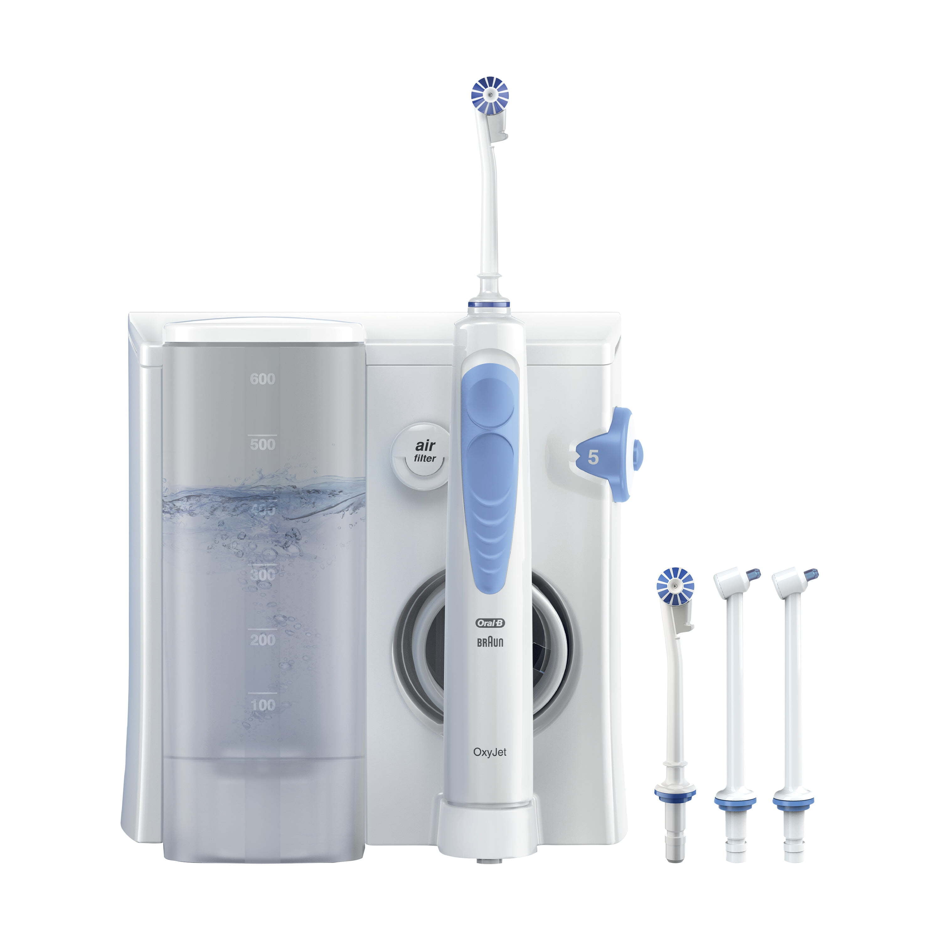 Oral-B Water Flosser, Oral Irrigator Handle with 4 Nozzles, White & Light Blue - Image 5