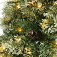 Noble House Pre-Lit 7' Cashmere Pine and Mixed Needles Clear LED Hinged Artificial Christmas Tree Snow and Glitter Branches and Frosted Pinecones - Image 6