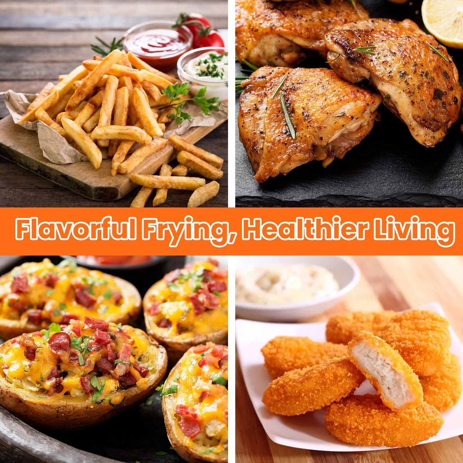 VAVSEA 10-in-1 Air Fryer with Clear Window, 1600W Hot Airfryer Oven with Digital LED Touch Screen, and Non-Stick Basket,6.5QT,New - Image 7