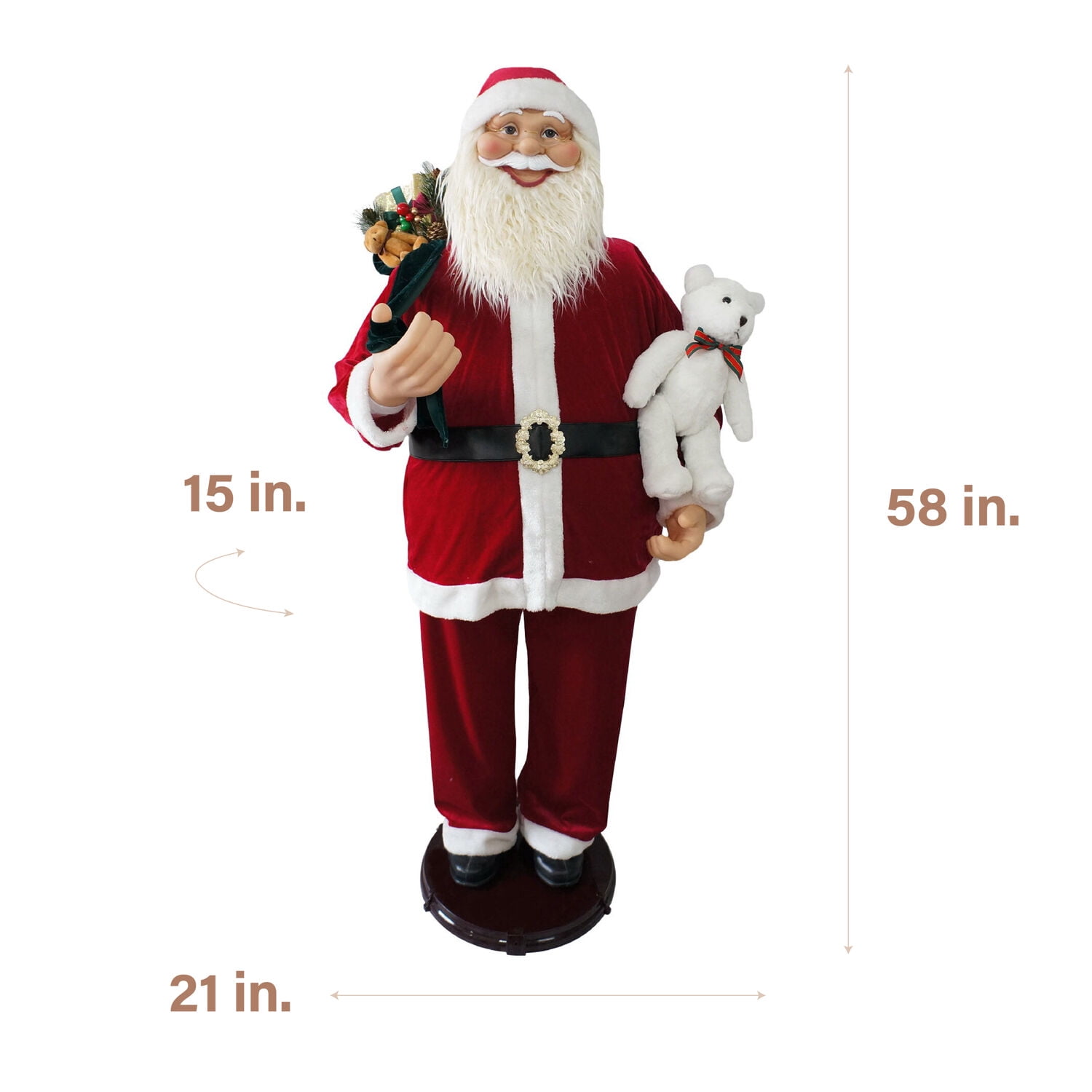 Fraser Hill Farm 4.8 ft Life-Size Dancing Santa Claus with Teddy Bear and Toy Sack Animatronic Figurine, FASC058D-14RED - Image 12