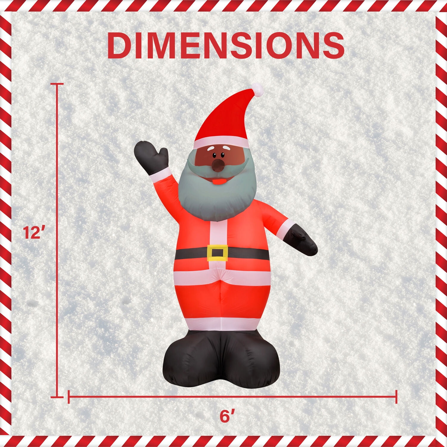 Fraser Hill Farm 12-Ft. Tall African American Santa Claus, Outdoor Blow-Up Christmas Inflatable with Lights and Storage Bag, FHFAASANTA121-L - Image 9