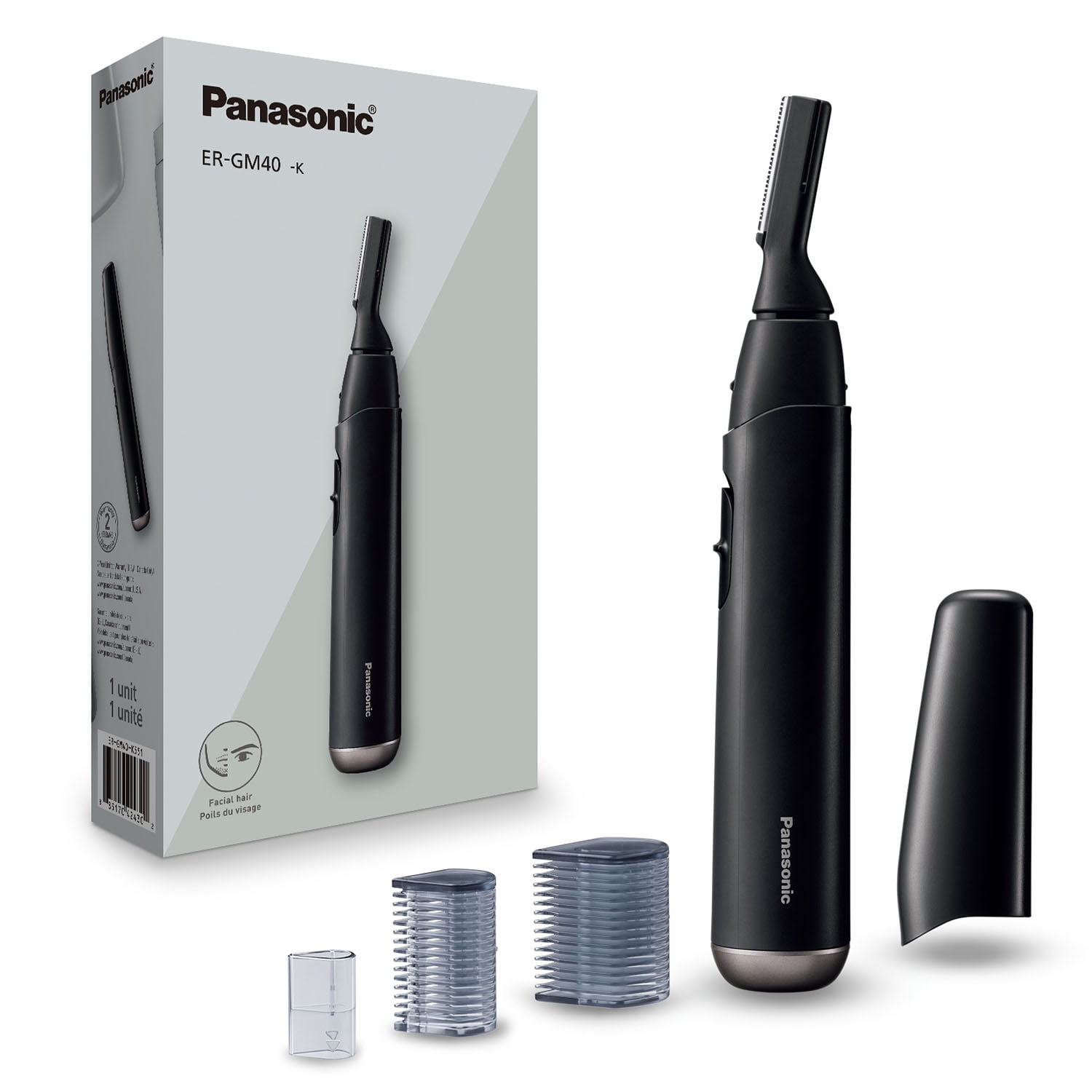 Panasonic Wet/Dry Facial Hair Trimmer for Unisex with 2 Attachments, Battery Powered - ER-GM40-K - Image 9